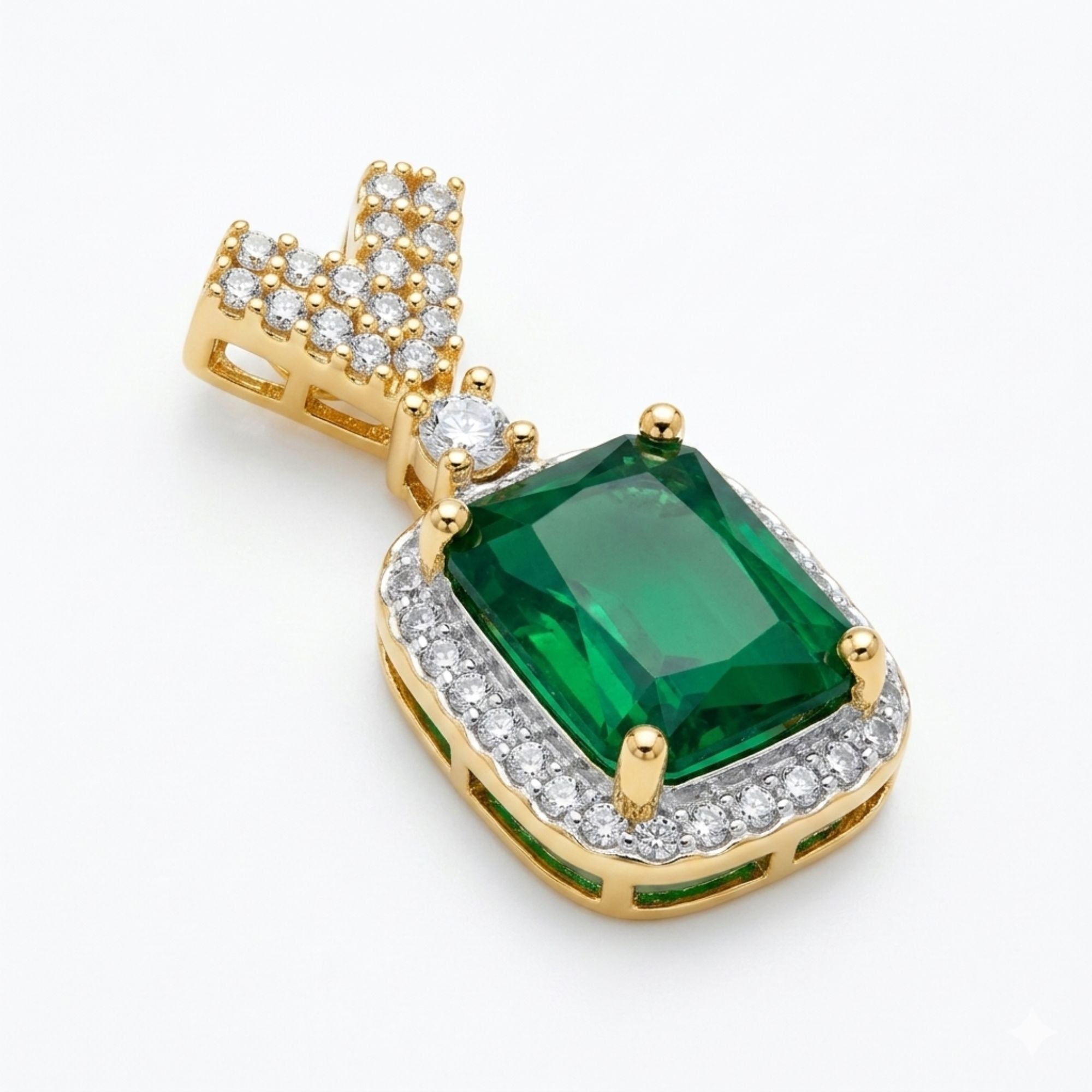 Emerald Green & CZ Necklace Set | Gold Tone Bridal Jewellery | Roz Jewellers