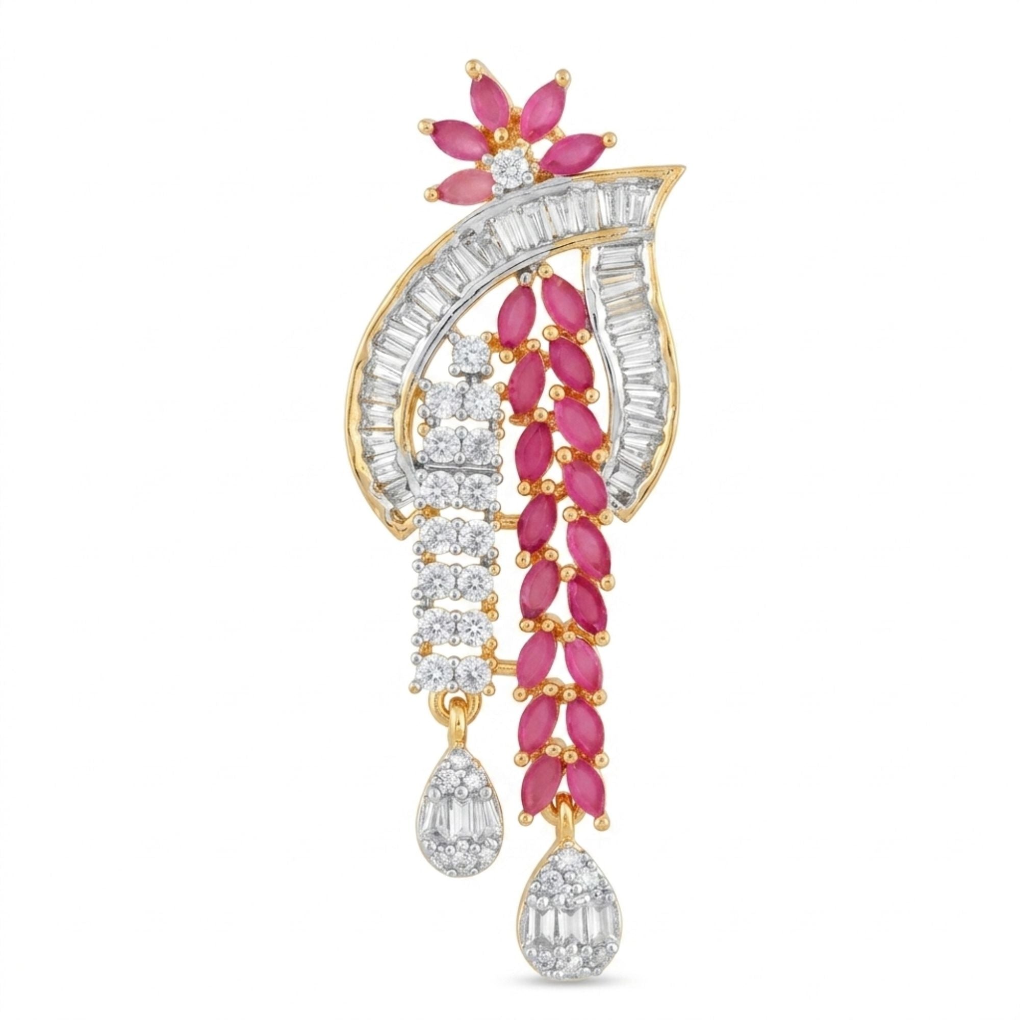 Ruby & CZ Bridal Necklace & Earrings Set | Gold Plated Bollywood Jewellery | Roz Jewellers
