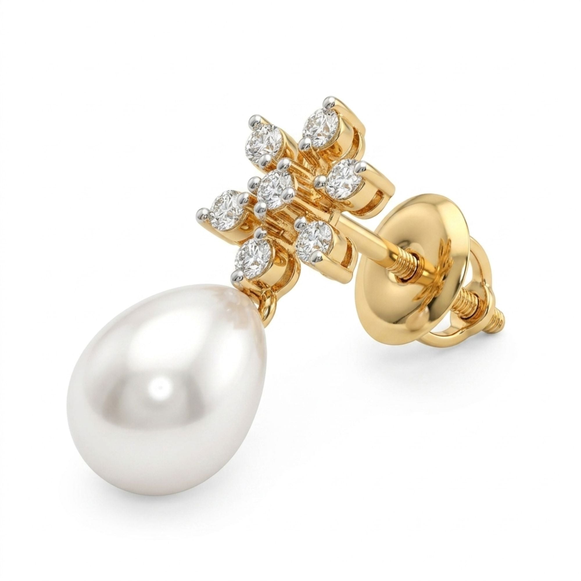 Classic White Pearl Long Necklace & Earrings Set | Gold Plated | Roz Jewellers