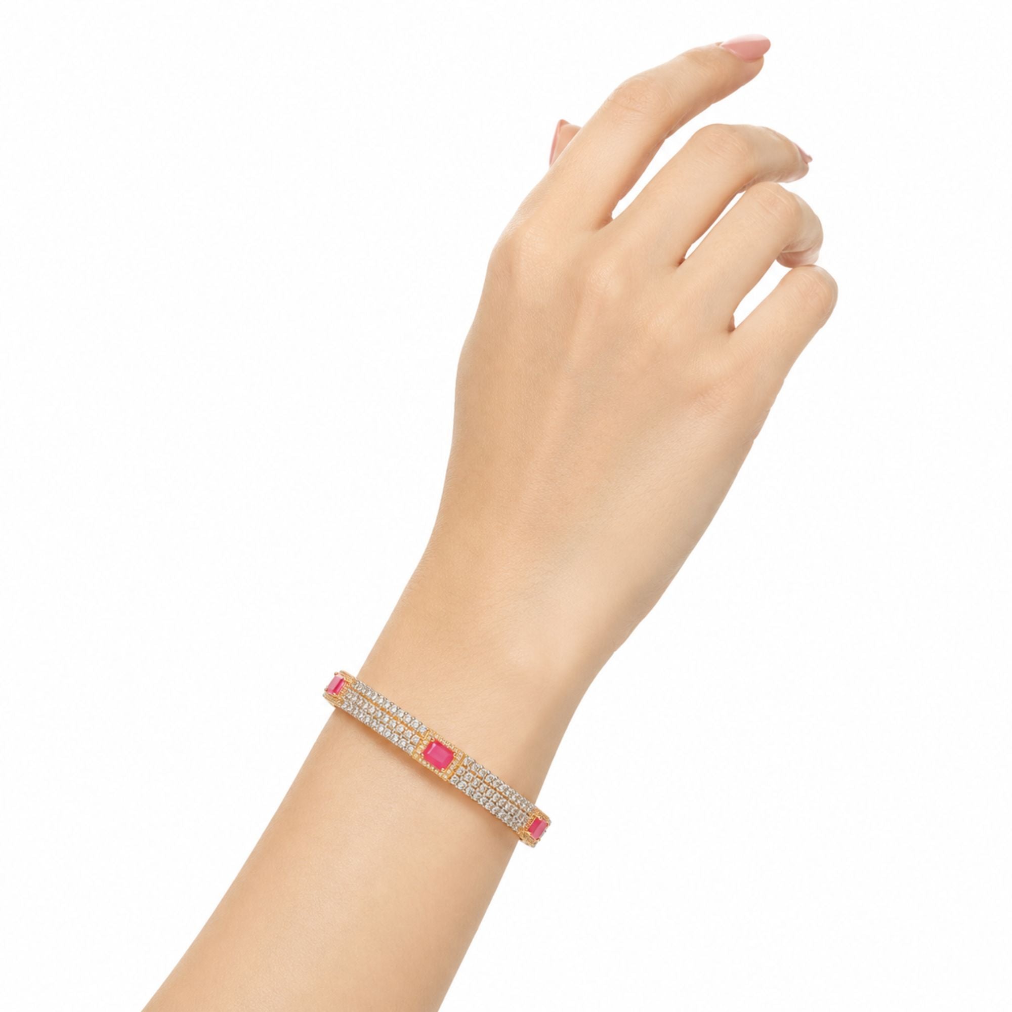 Khushnuma Ruby CZ Openable Bangles