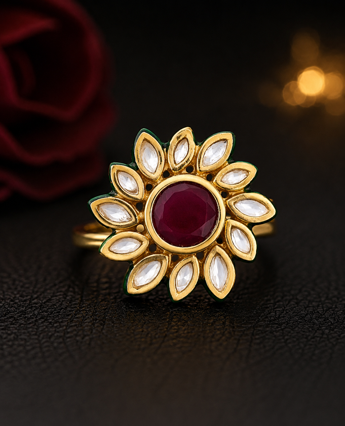 Elegant Ethnic Bridal Kundan Cocktail Ring Roz Jewellers