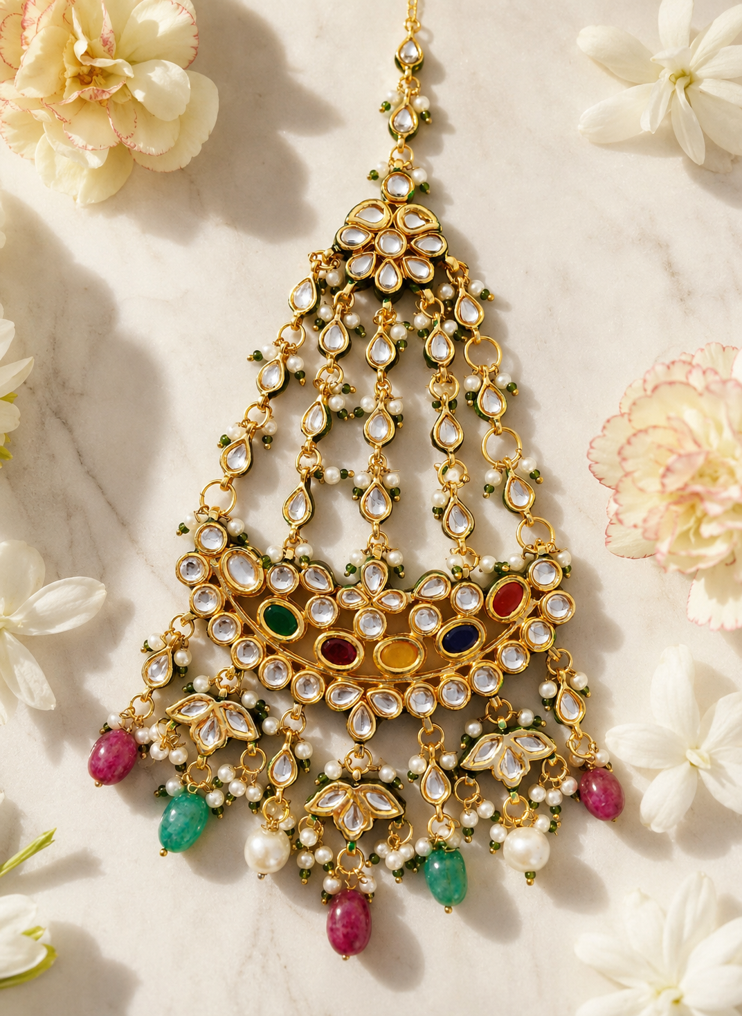Handmade Kundan Jhumar Mughal Style Bridal Side Headpiece Roz Jewellers