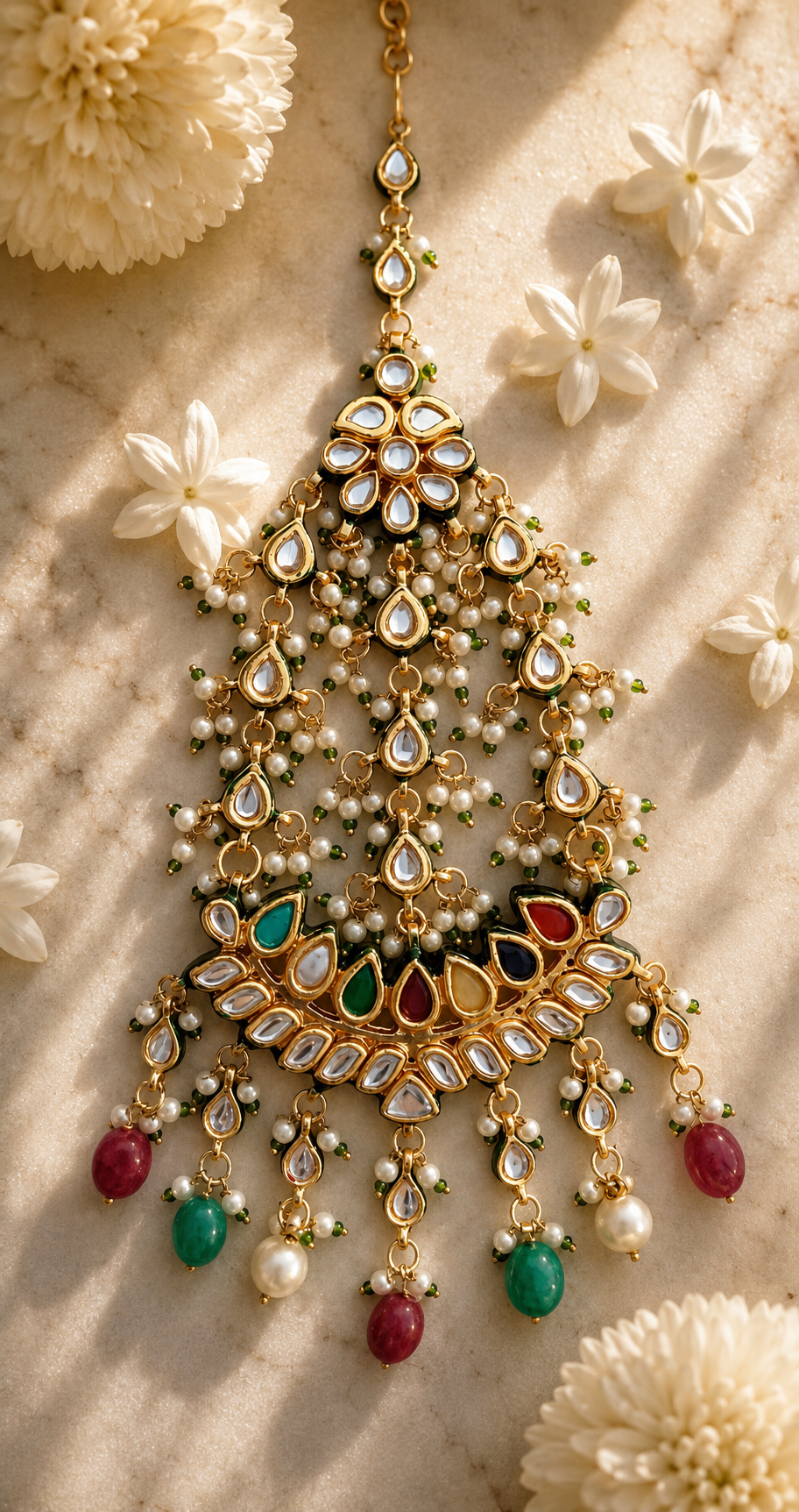 Multicolor Navratan Kundan Jhumar Pakistani Bridal Jewelry Roz Jewellers