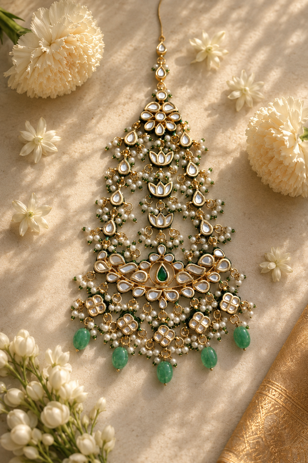 Elegant Mughal Style Pearl Jhumar Bridal Hair Accessory for Women Roz Jewellers