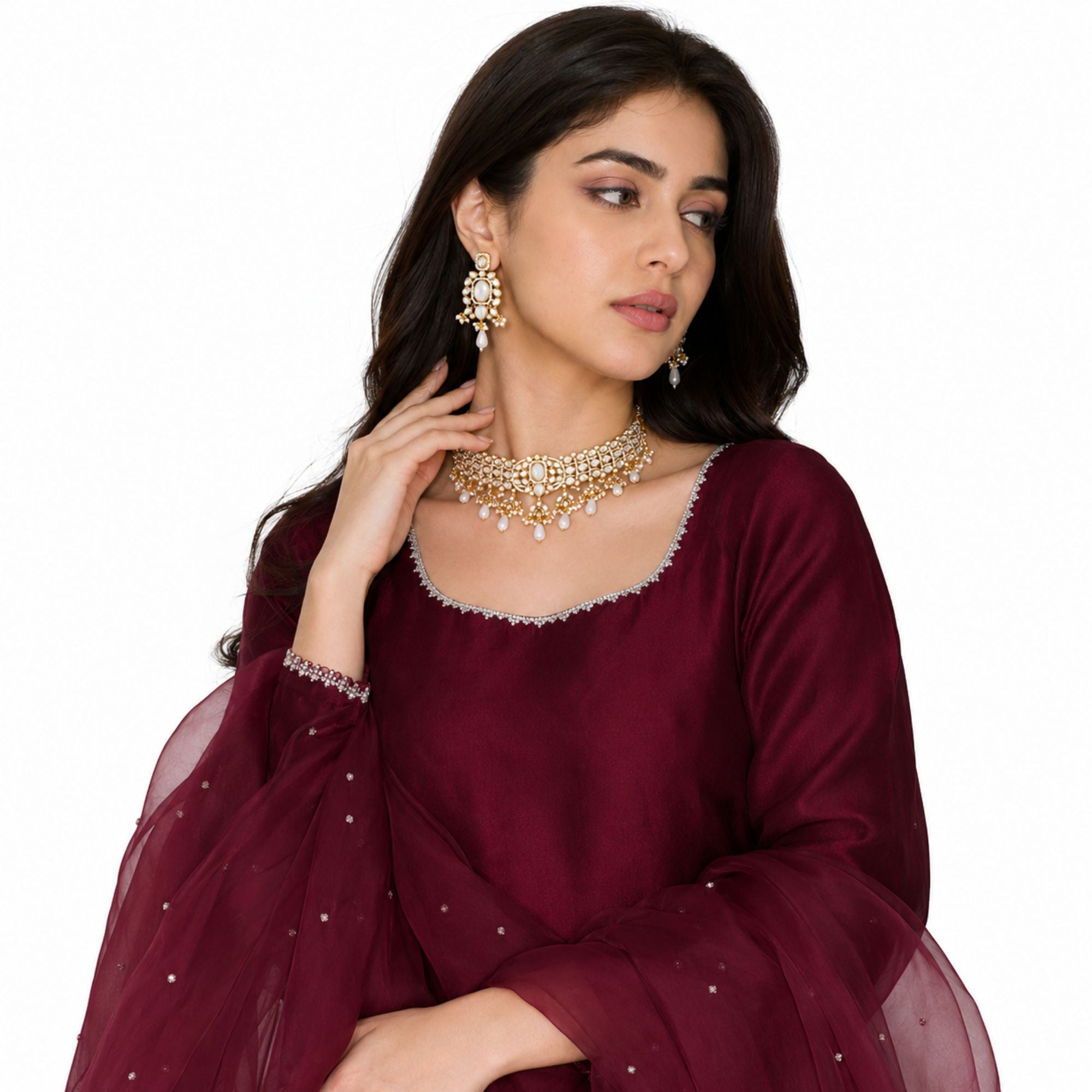 Ishaani White Matt Choker Set