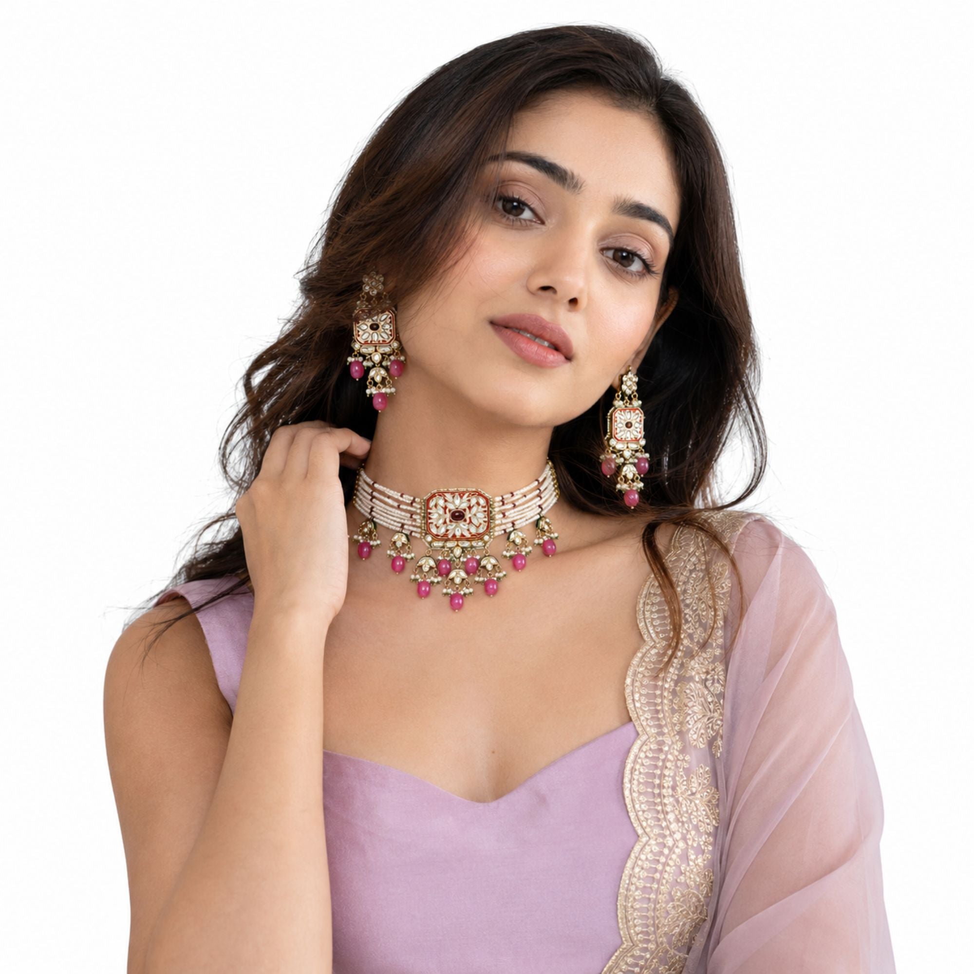 Rani Heavy Ruby Choker Set