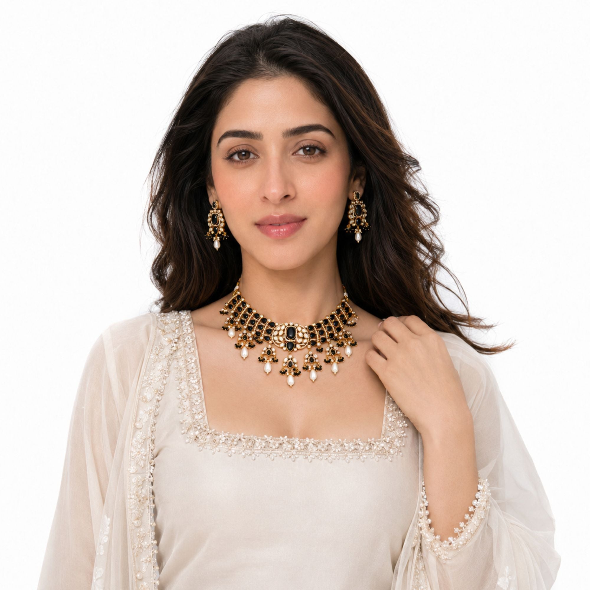 Neelam Blue Matt Choker Set