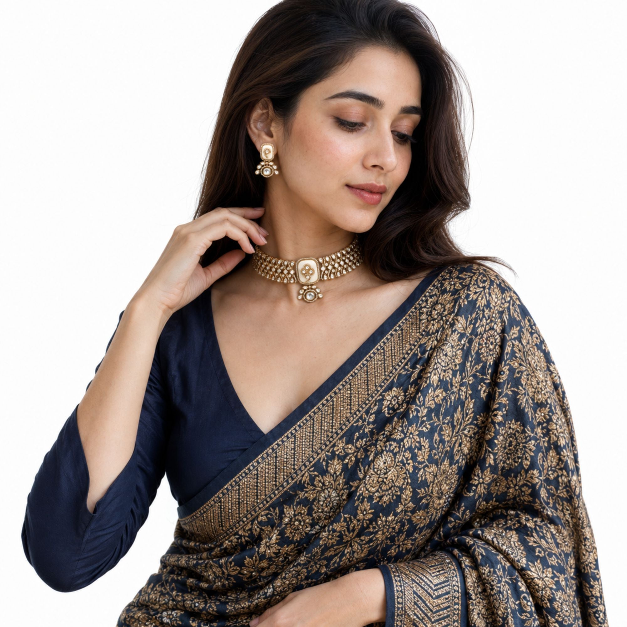 Safaid White Kundan Choker Set