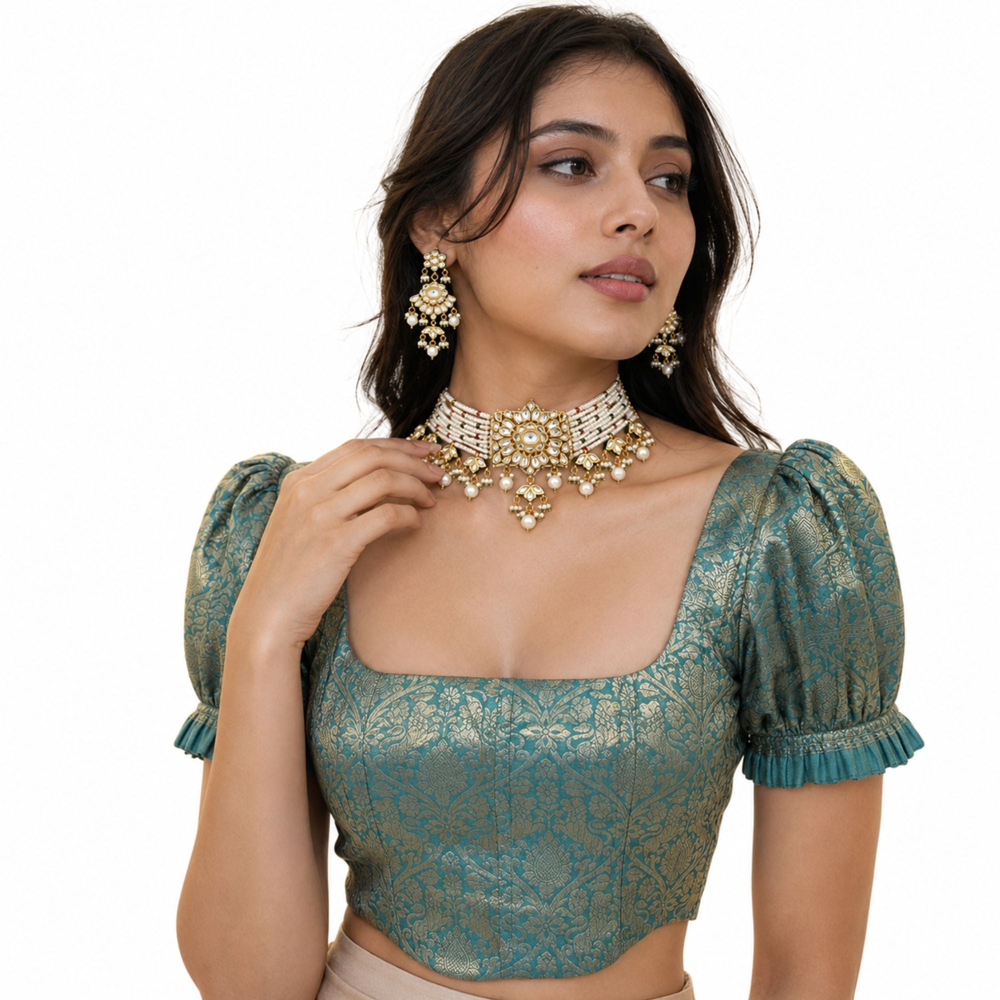 Panna Emerald Kundan Choker Set