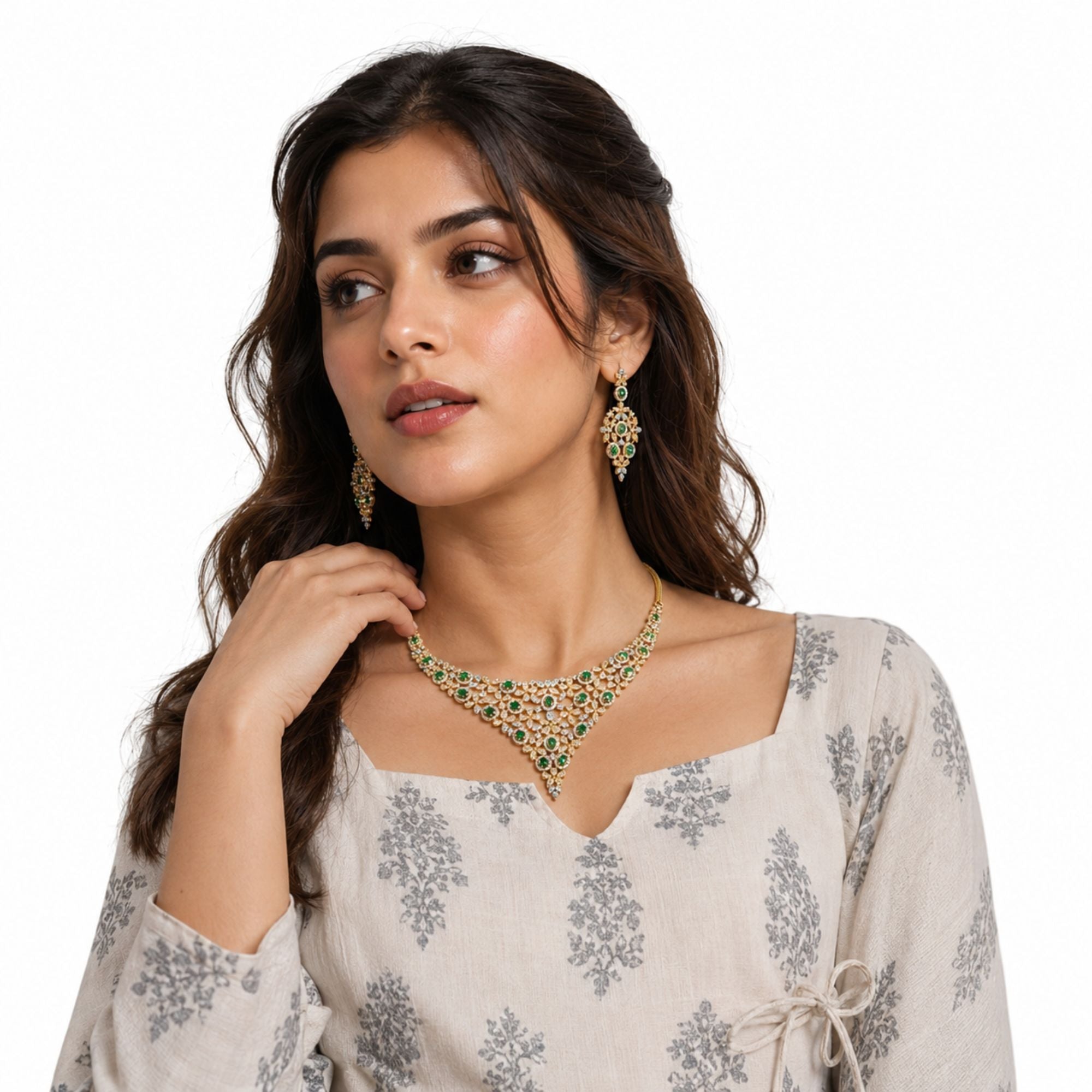 Meherbaan Emerald Heritage Necklace Set