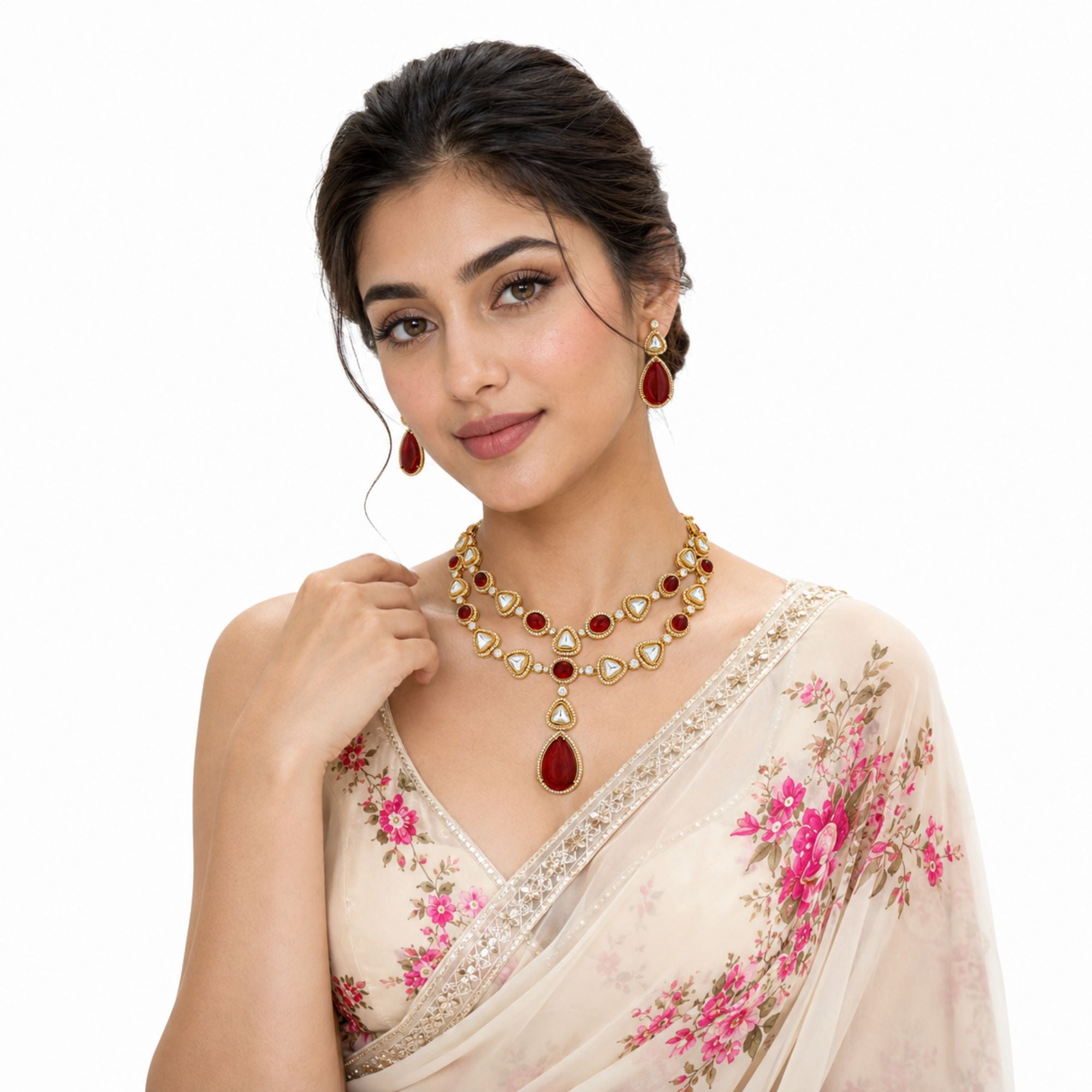 Rajwadi Ruby Heritage Kundan Set