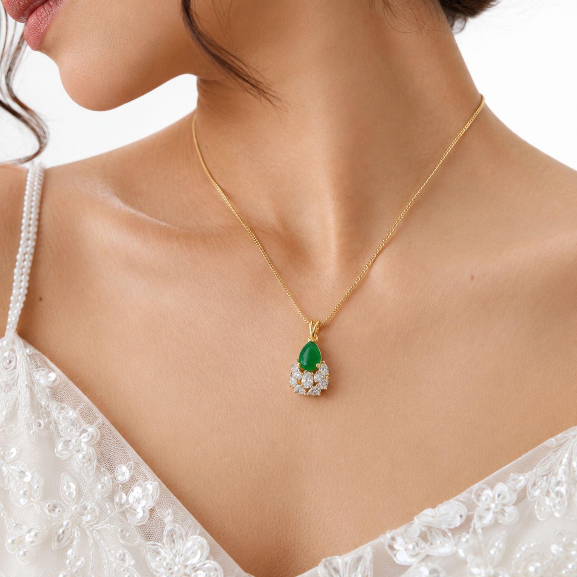 Meher Minimal Emerald CZ Pendant