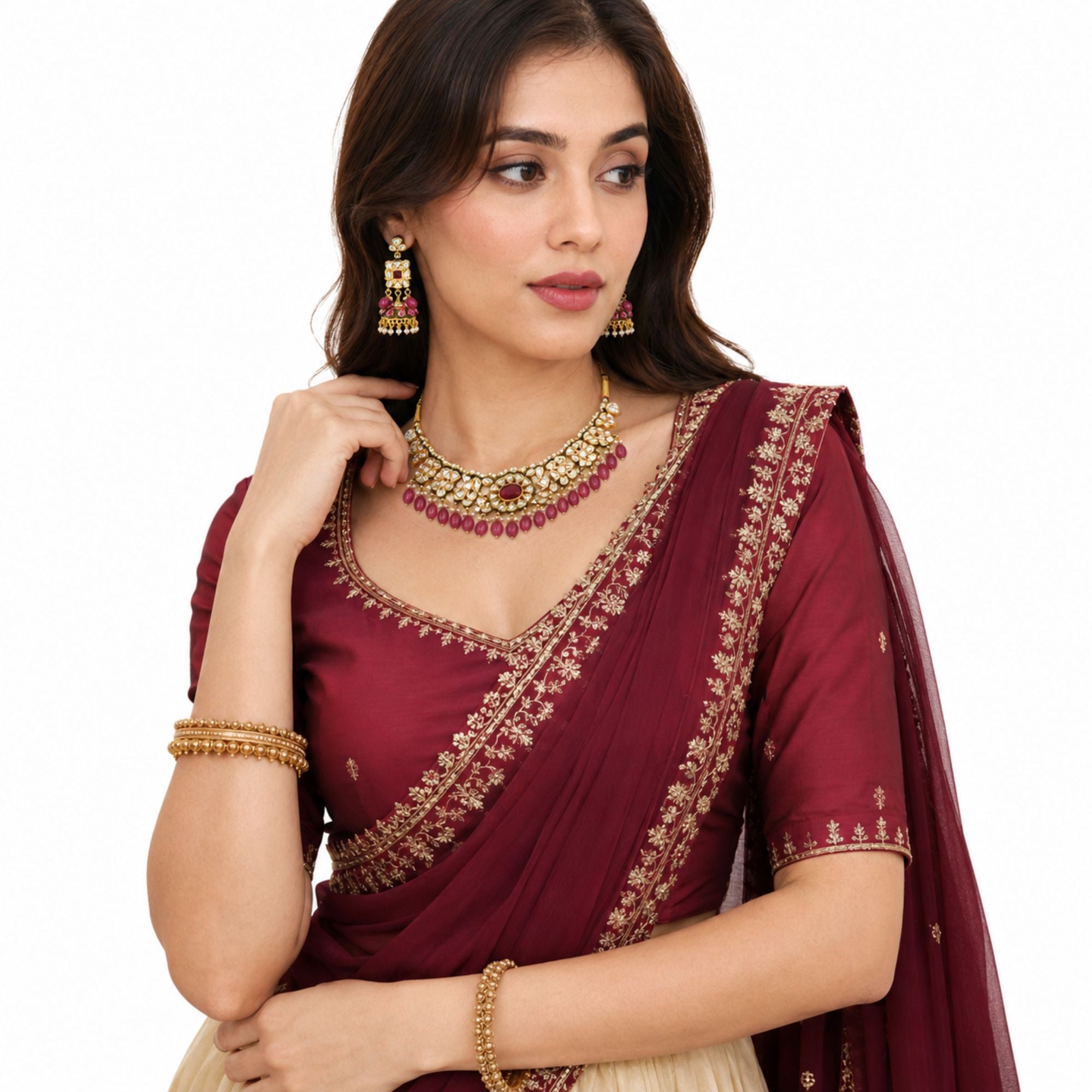 Gulnaar Pink Kundan Necklace Set