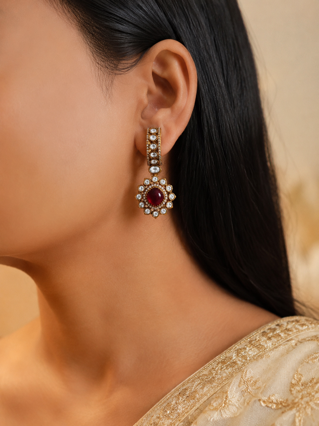 Abeer Maroon Kundan Choker Necklace Set Reception Jewelry Roz Jewellers.