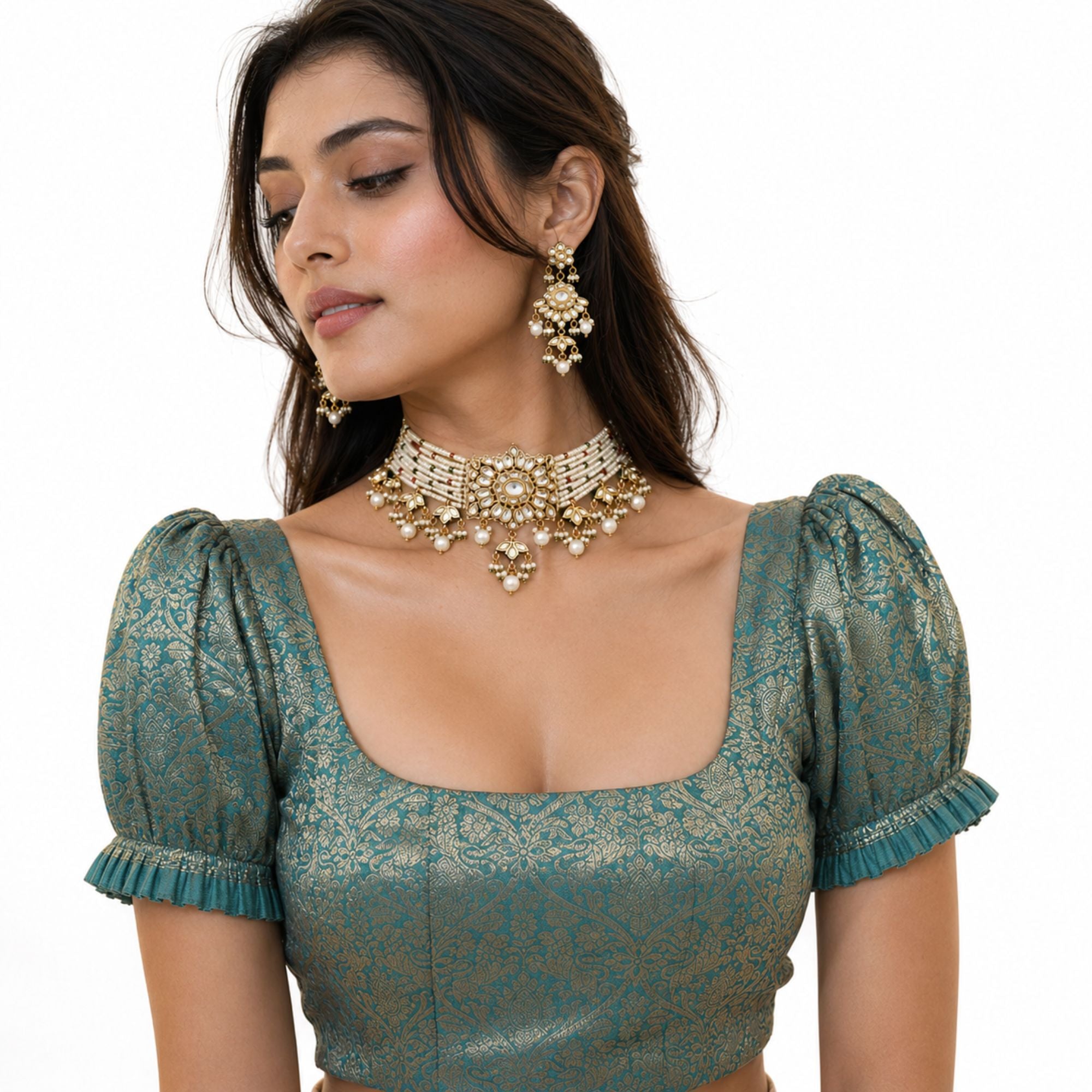 Panna Emerald Kundan Choker Set