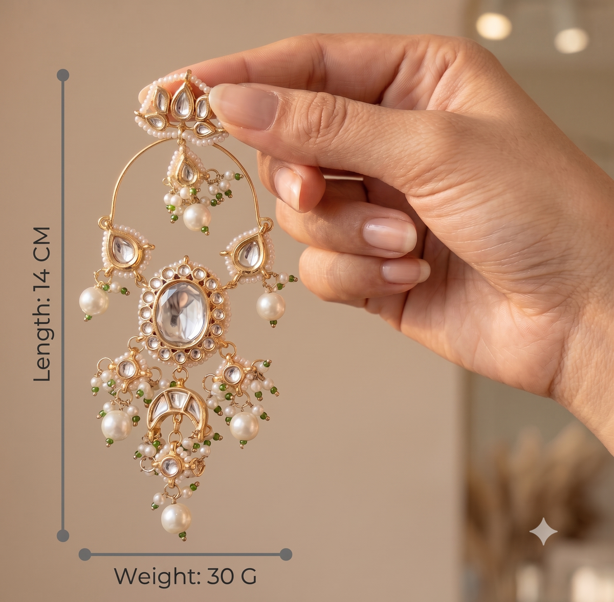 White Kundan Chandbali Earrings Indian Wedding Statement Earrings for Women Roz Jewellers.