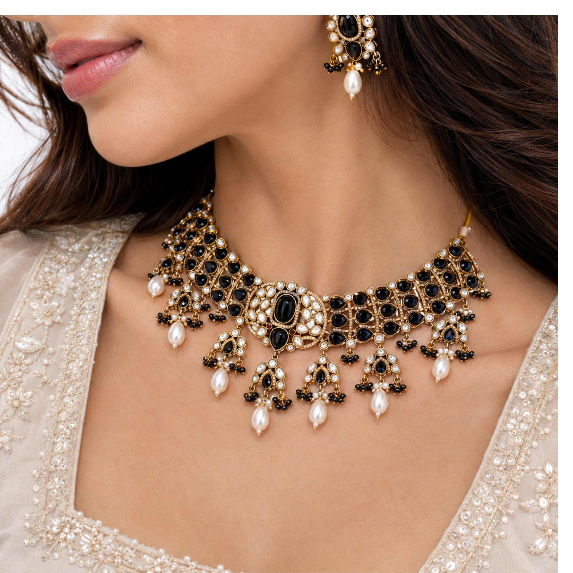 Neelam Blue Matt Choker Set
