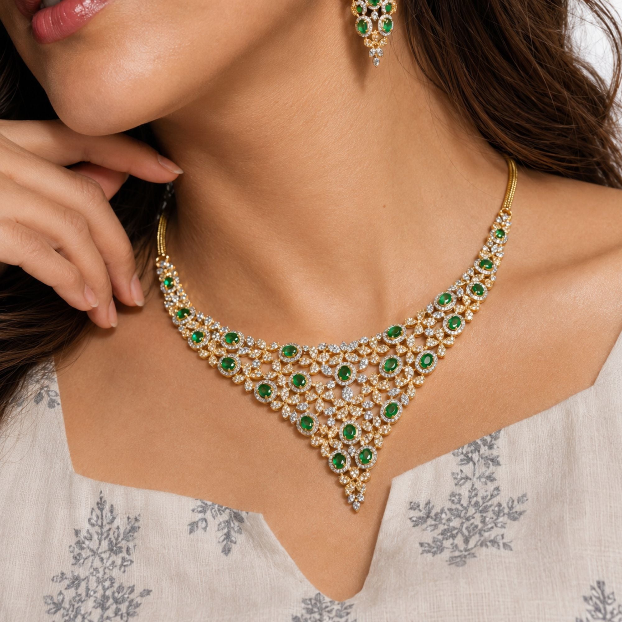Meherbaan Emerald Heritage Necklace Set