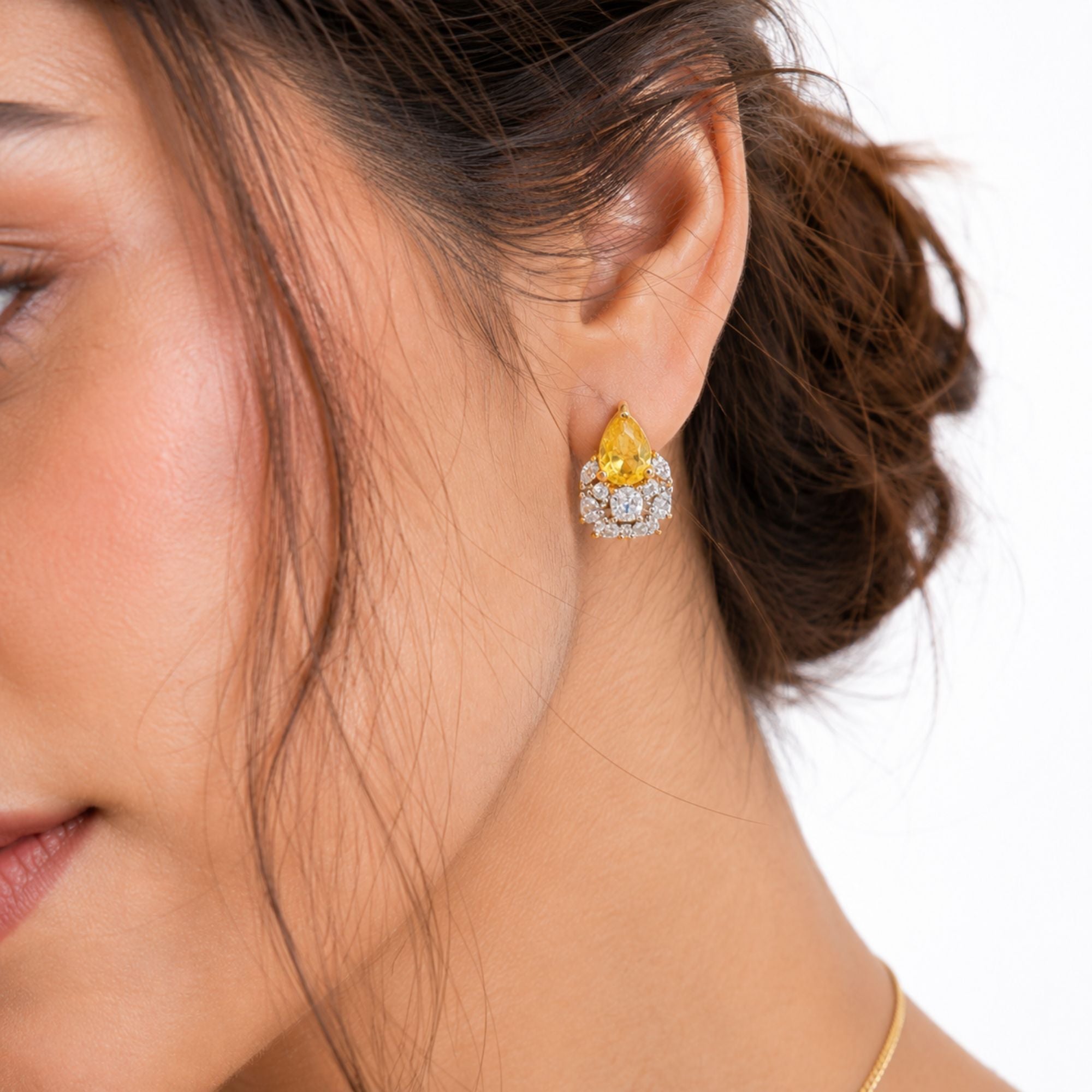 Pukhraj Yellow Teardrop CZ Pendant