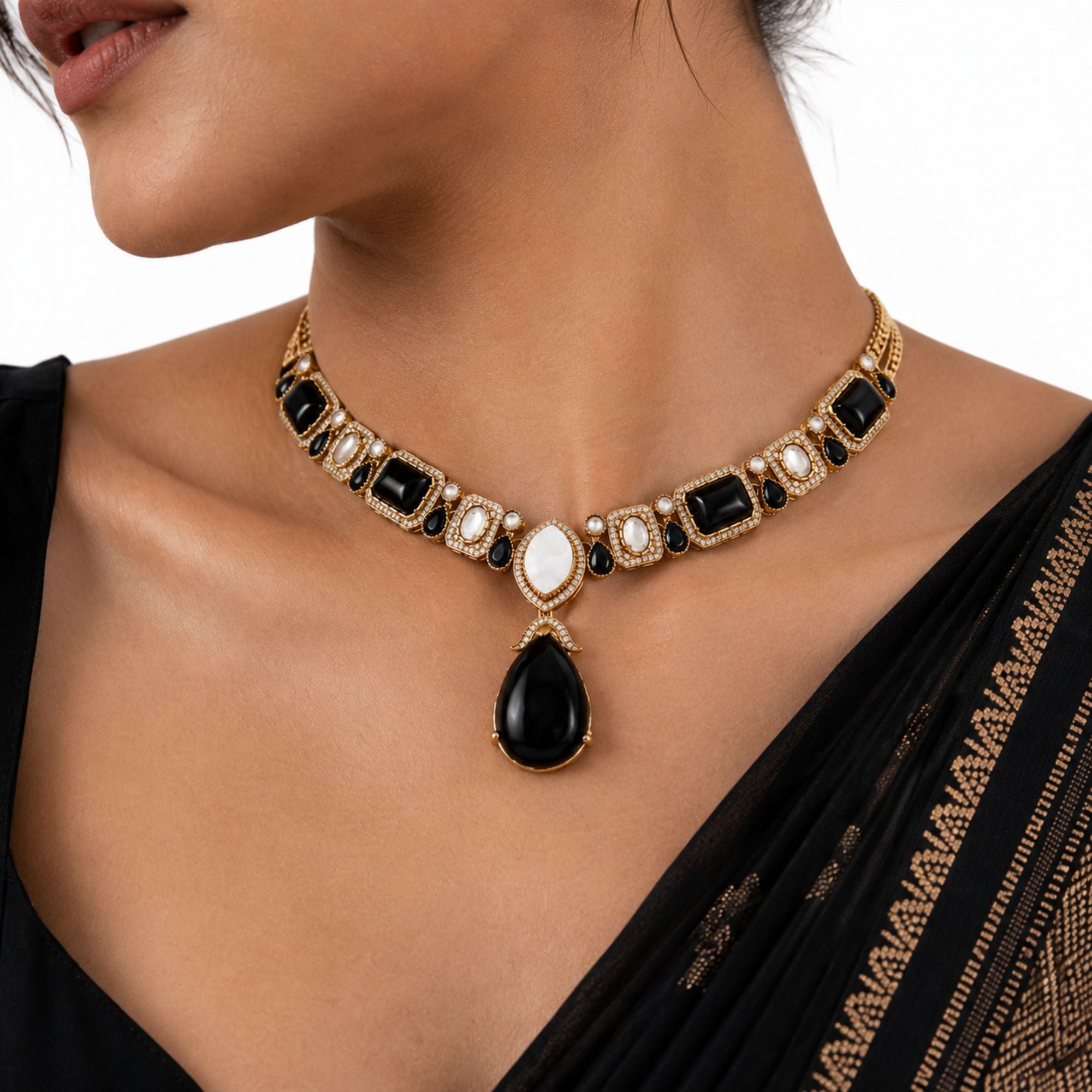 Neelambari Sapphire Kundan Necklace Set