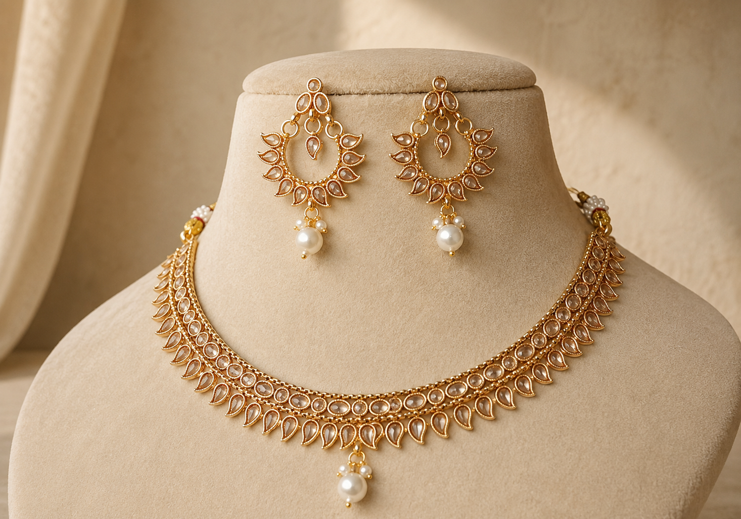 Indian Pakistani Polki Bridal Jewelry Set Wedding Necklace for Women