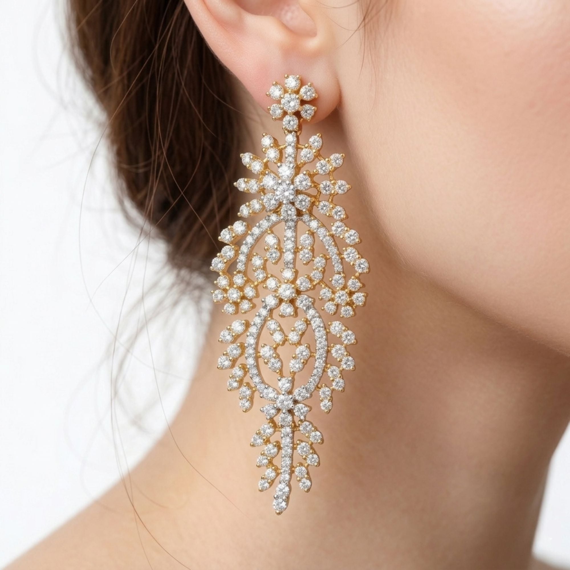 Gold Plated CZ Necklace & Earrings Set | Elegant Bridal Jewellery | Roz Jewellers