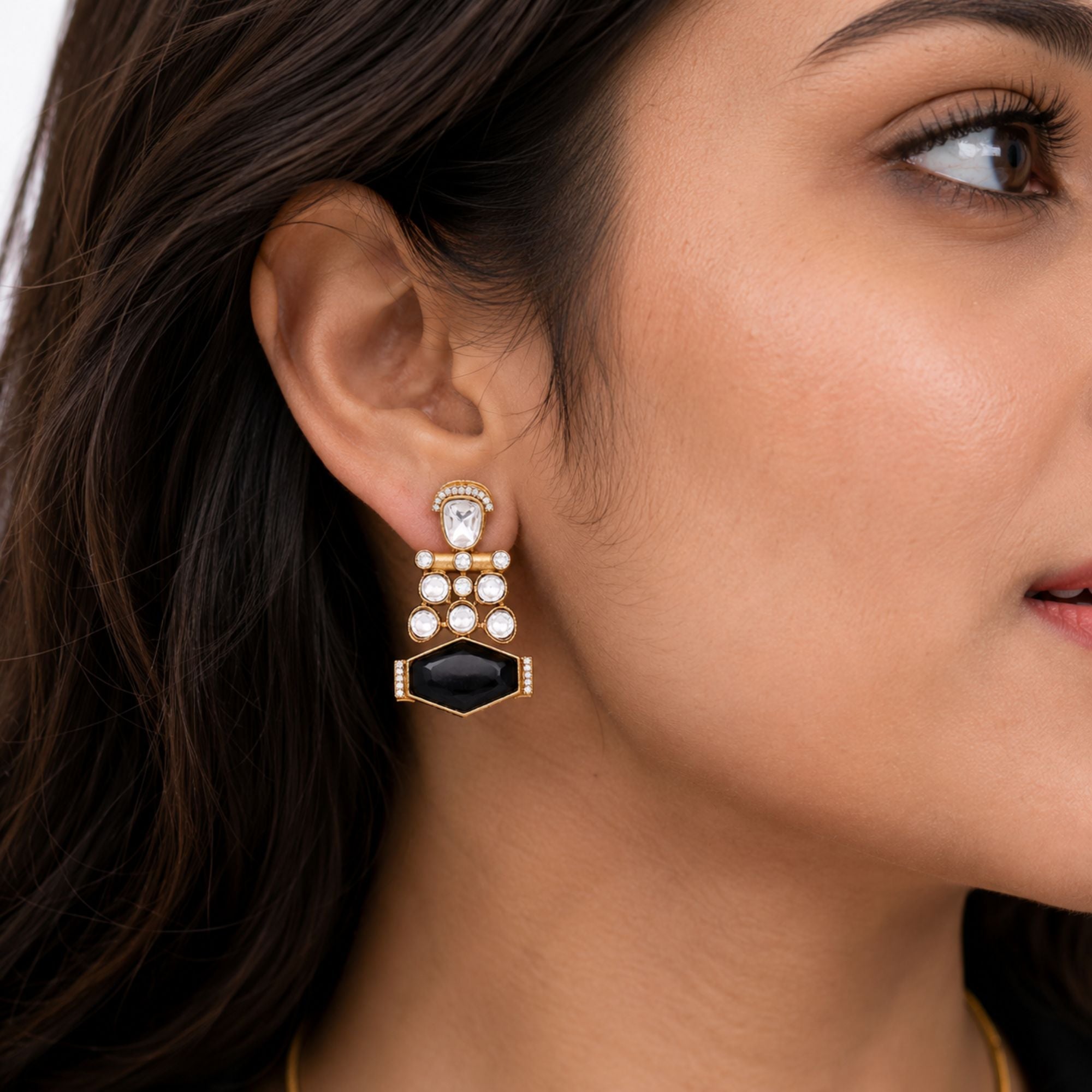 Shaan Black Kundan Necklace Set