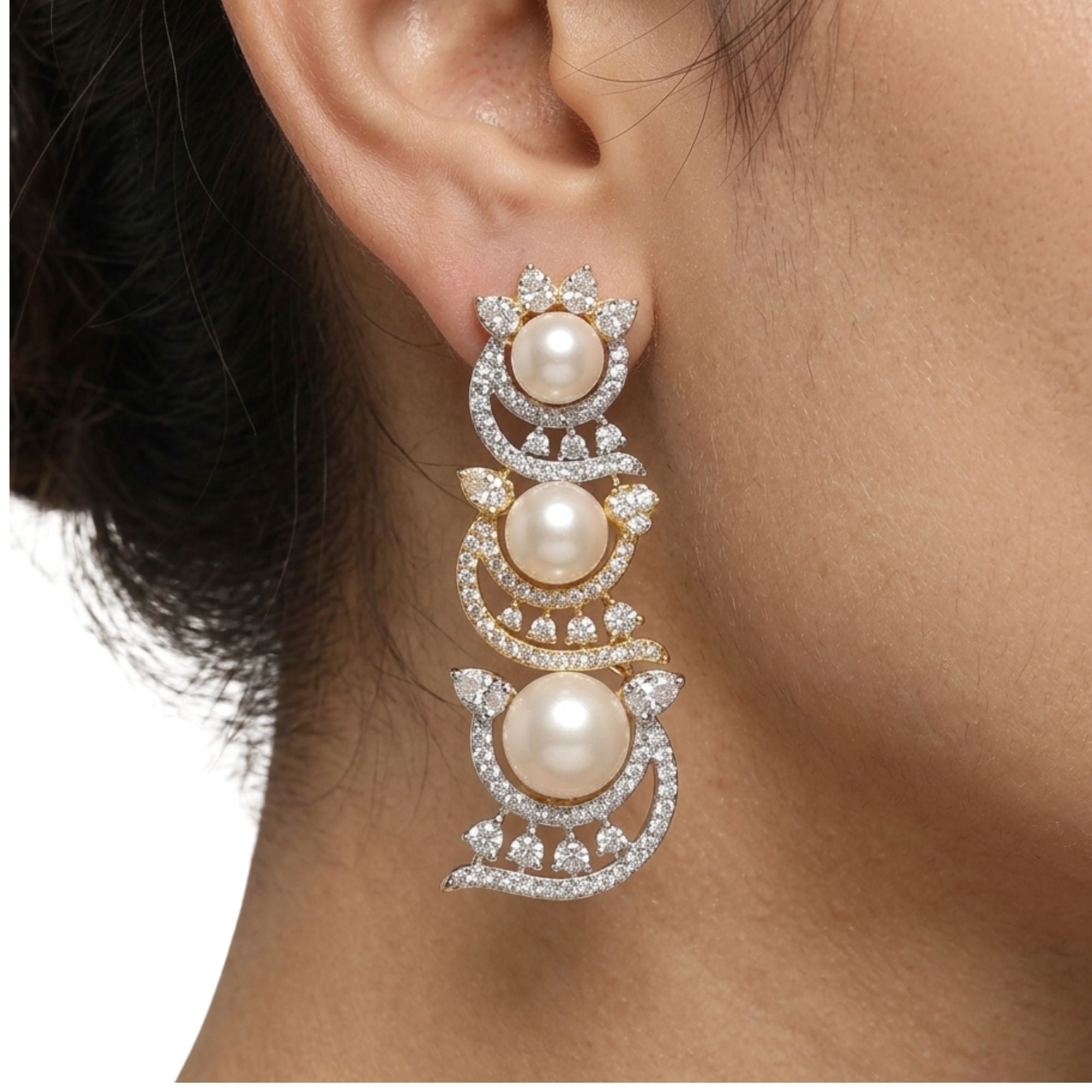 White Pearl Necklace & Earrings Set | Gold Tone Bridal Jewellery | Roz Jewellers