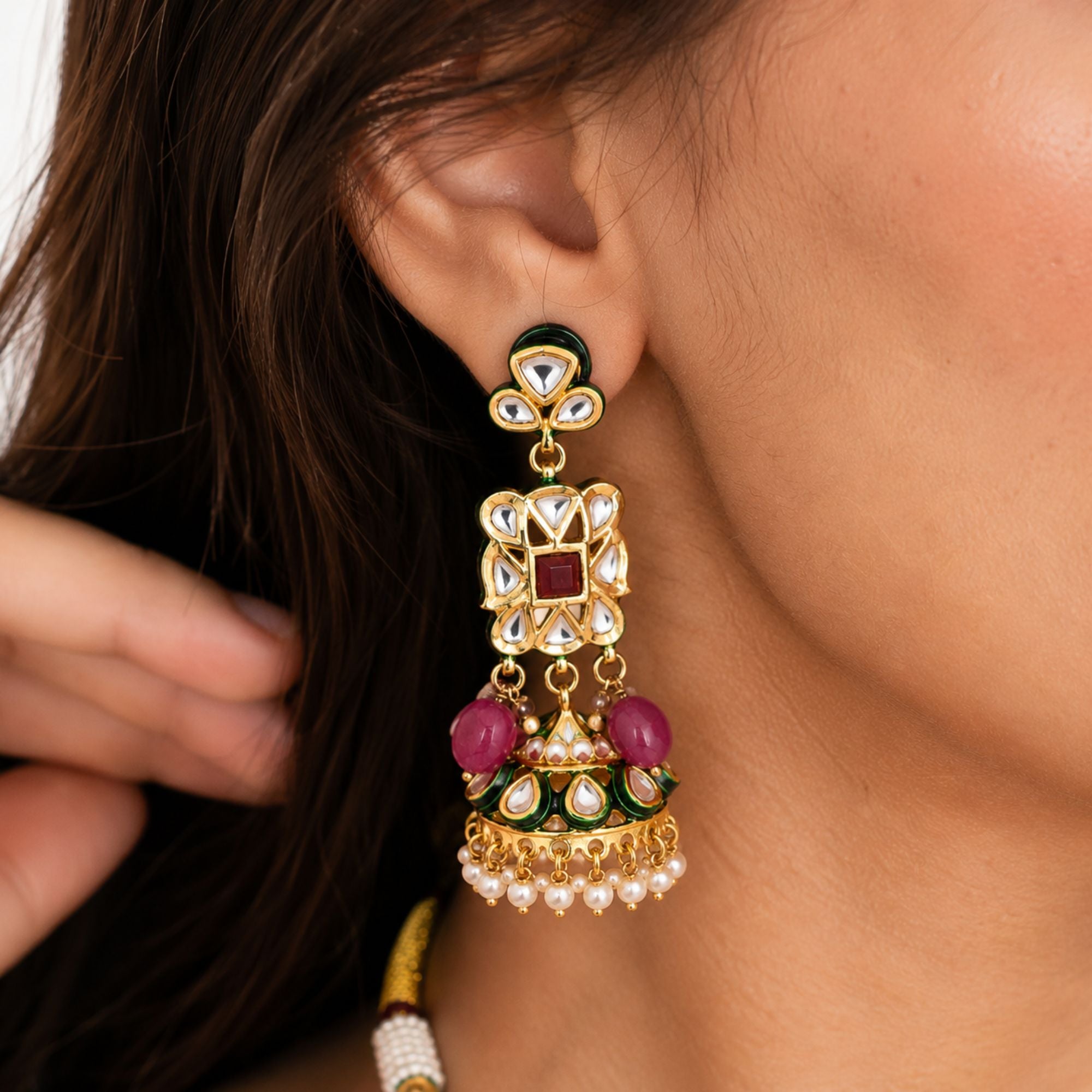 Gulnaar Pink Kundan Necklace Set