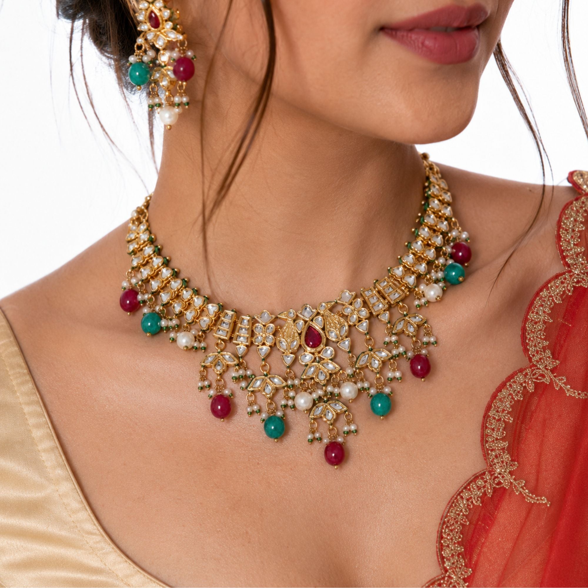 Purani Vintage Ruby Choker Set
