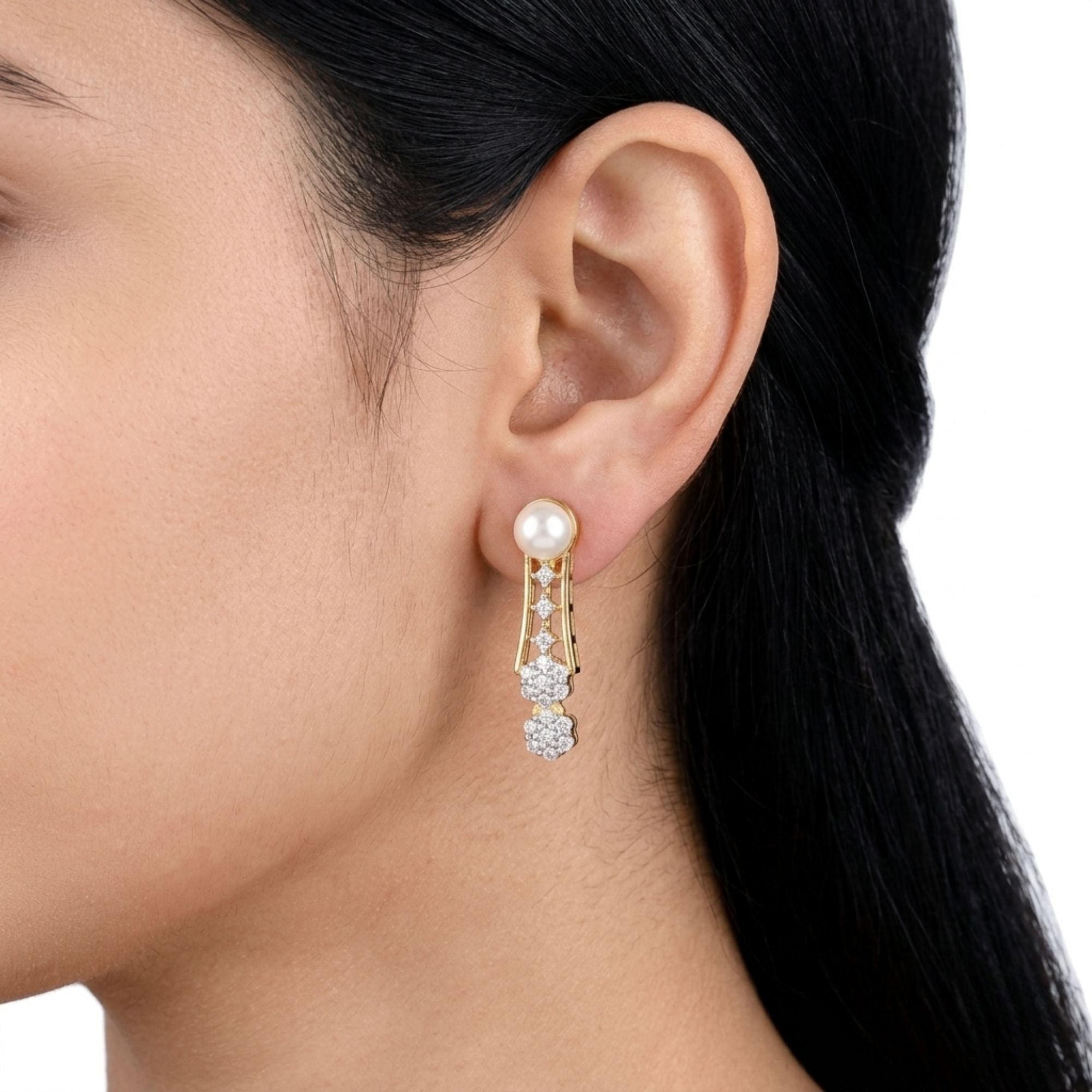 White Pearl Necklace & Earrings Set | Gold-Plated Brass | Minimal Classic Design | Daily Wear, Ethnic & Festive Occasion Jewellery for Women | Roz Jewellers