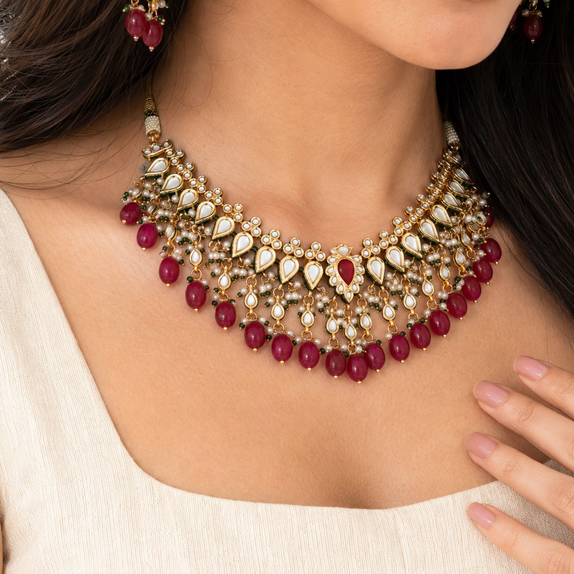 Roshni Meenakari Kundan Tikka Set