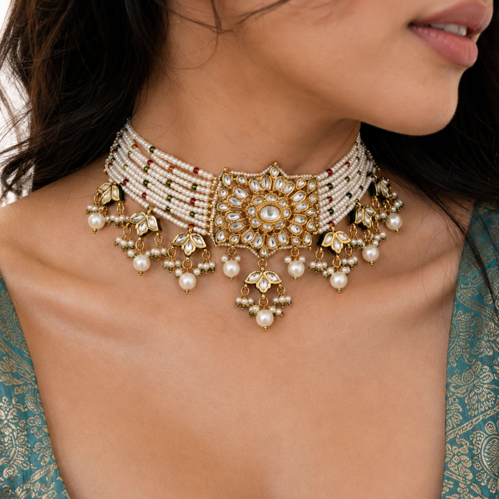 Panna Emerald Kundan Choker Set