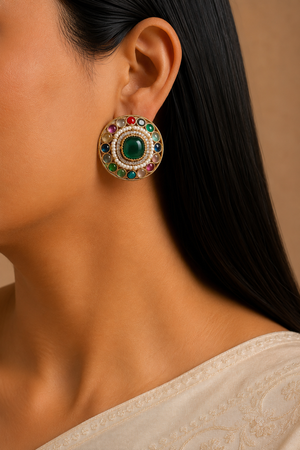 Nafisa Pakistani Emerald Green Royal Kundan Choker Set Roz Jewellers.