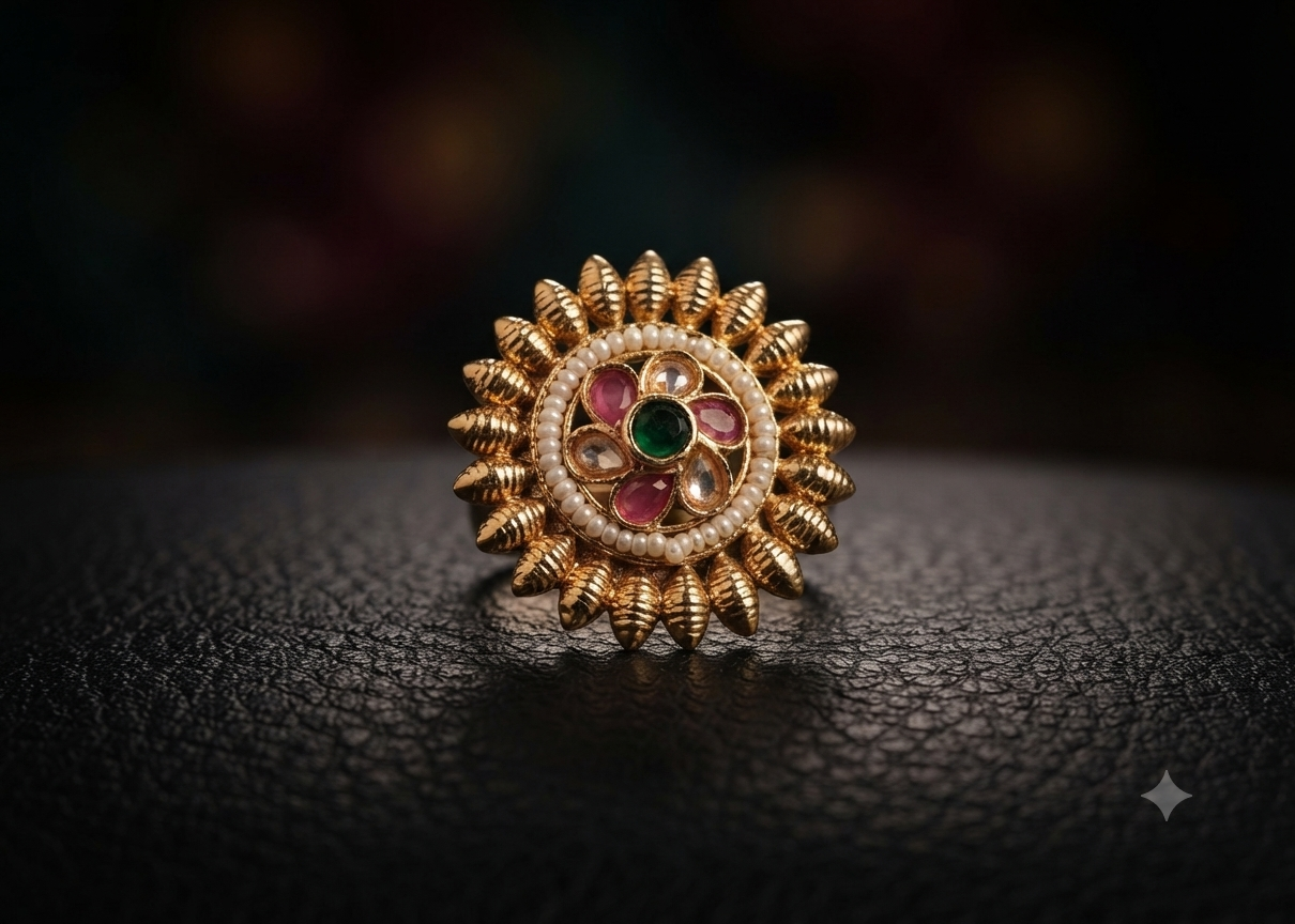 Eliza Polki Heritage Pearl and Multicolour Inspired Ring Roz Jewellers.