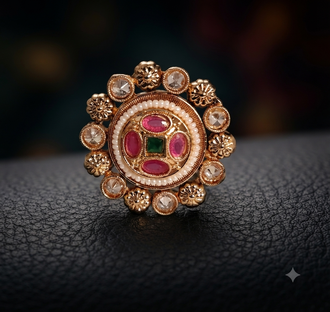Liyana Traditional Polki Adjustable Ring Roz Jewellers