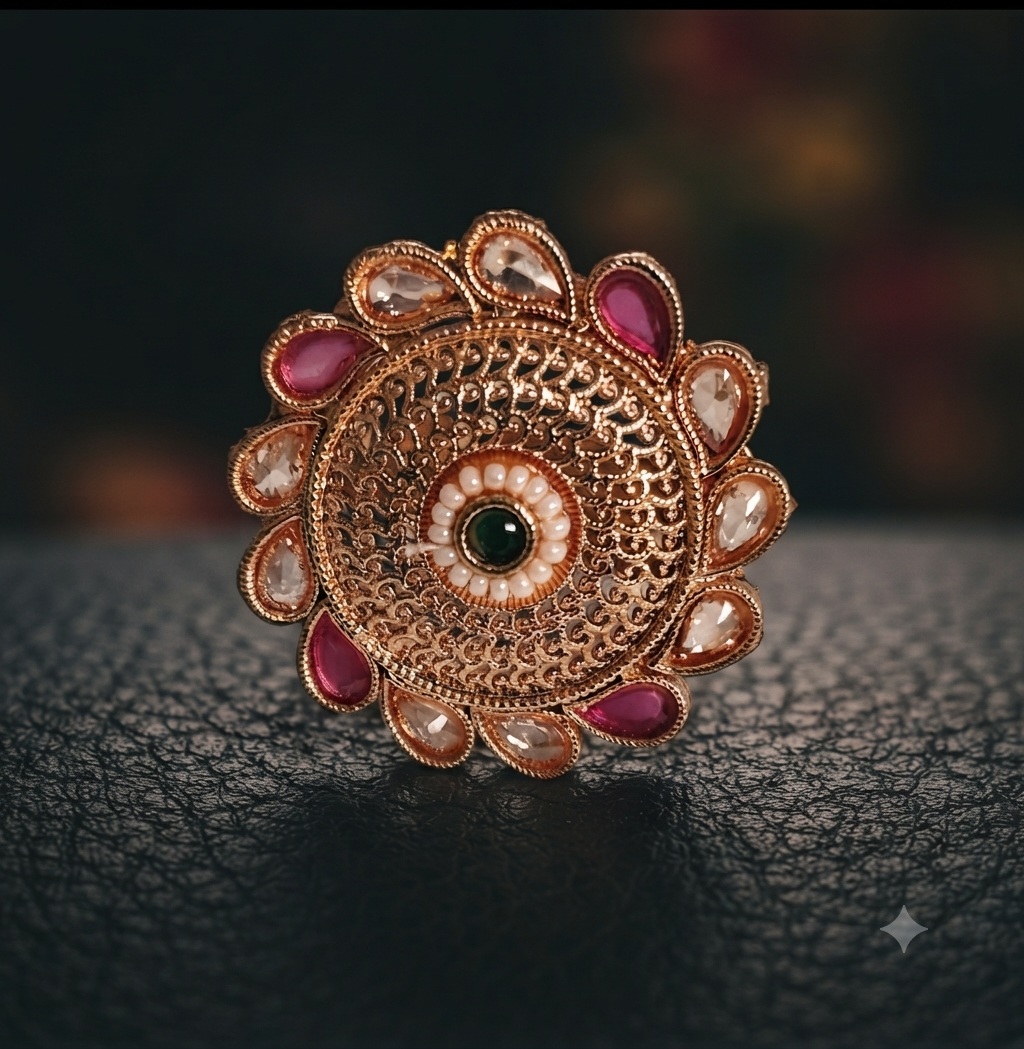 Abeer Pakistani Bridal Polki Adjustable Ring Roz Jewellers