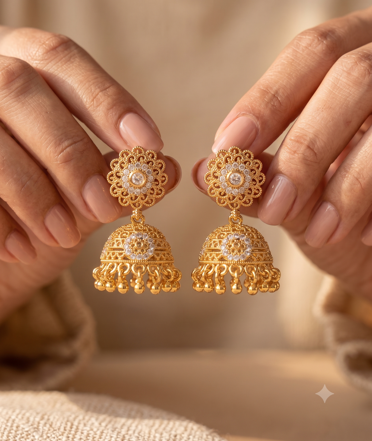 Bridal Floral Polki Stones Earrings For Women Roz Jewellers.