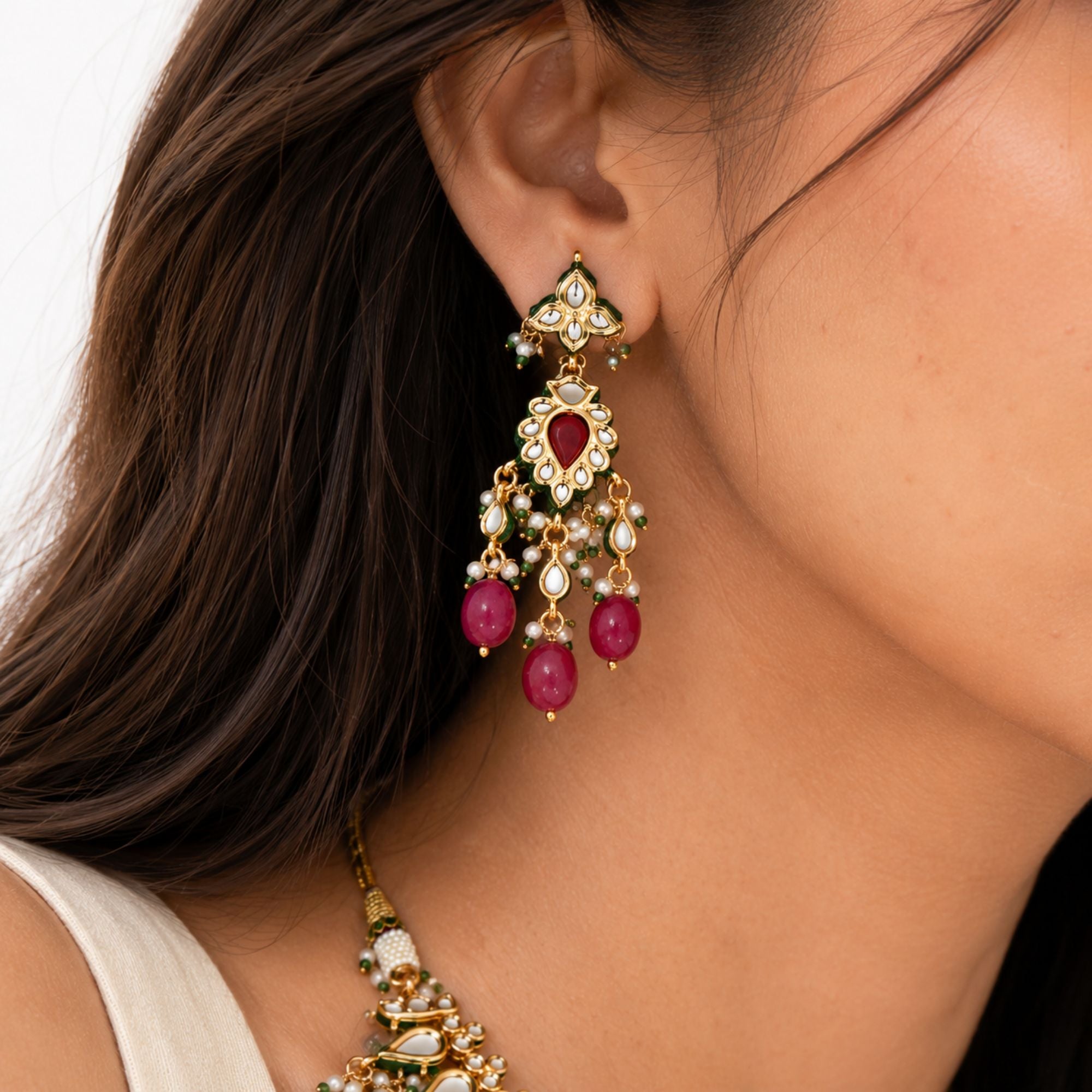 Roshni Meenakari Kundan Tikka Set