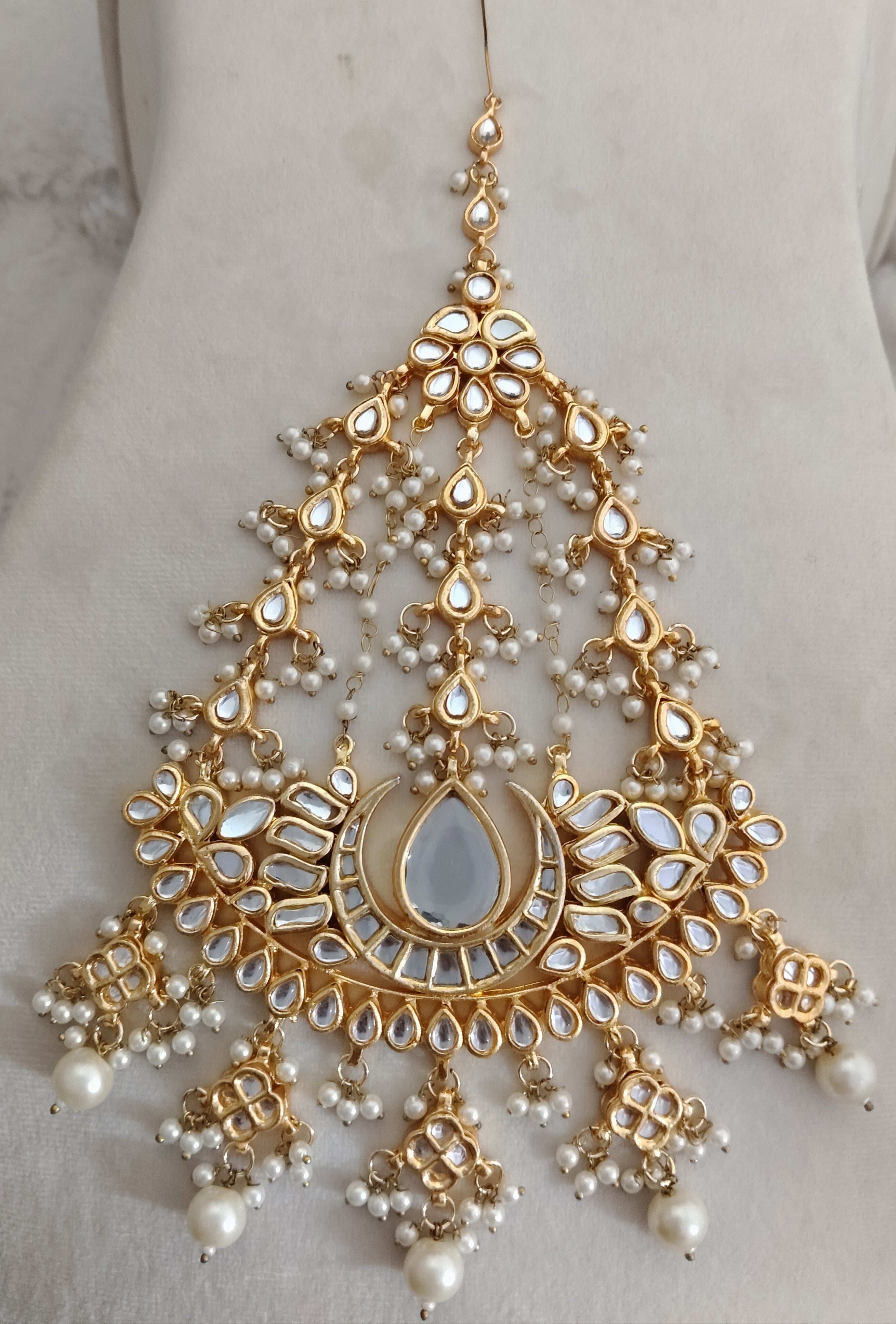 Statement Bridal Jhumar with Pearl Indian Ethnic Kundan Jewelry Roz Jewellers