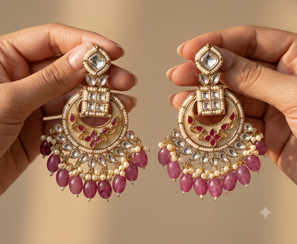 Sidra Bollywood New Kundan Earrings Royal Antique Gold Bridal Statement Jewelry Roz Jewellers