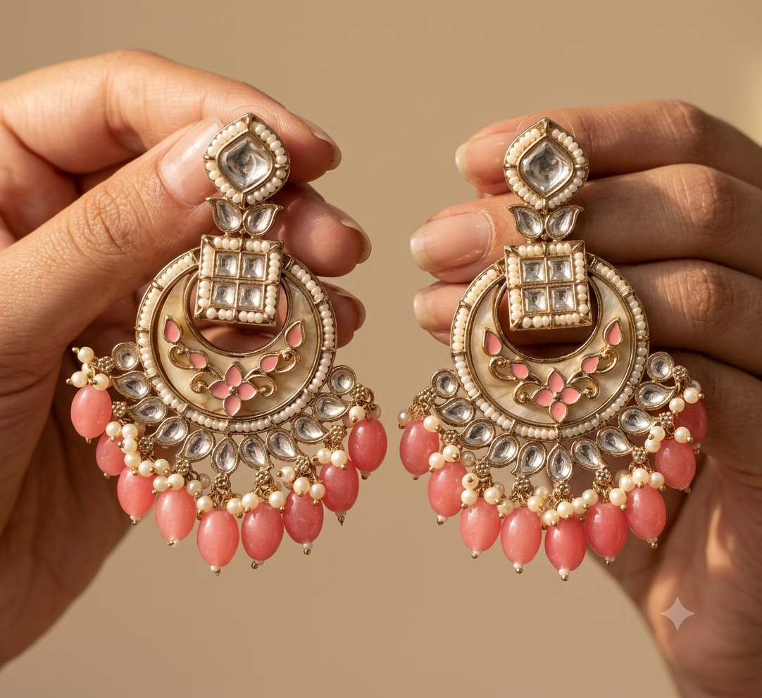 Nida Indian Bridal Kundan Earrings Royal Antique Gold Bridal Statement Jewelry Roz Jewellers