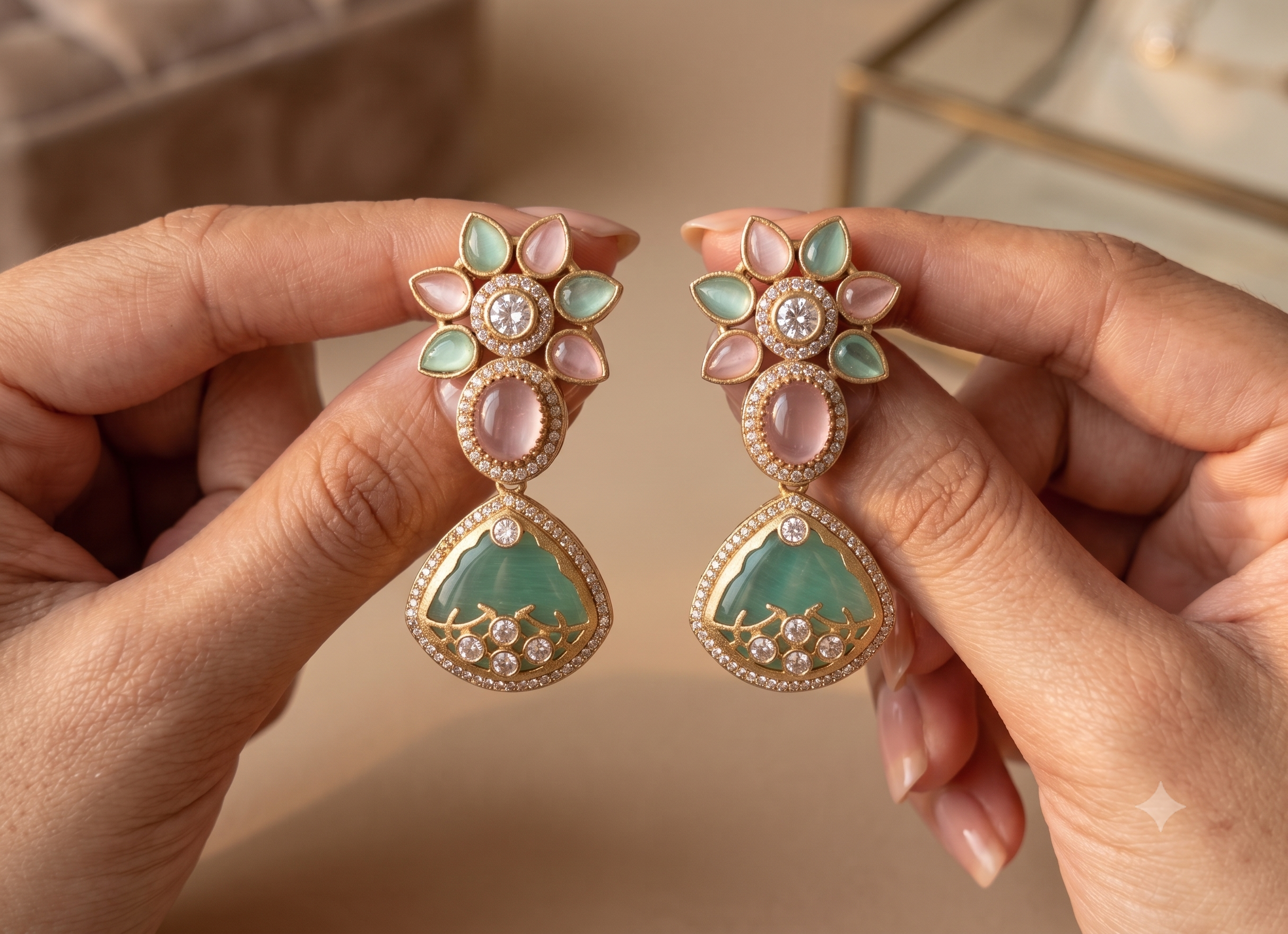 Zimal Wedding Jewelry Inlay Statement Earrings for Women Sabyasachi inspired