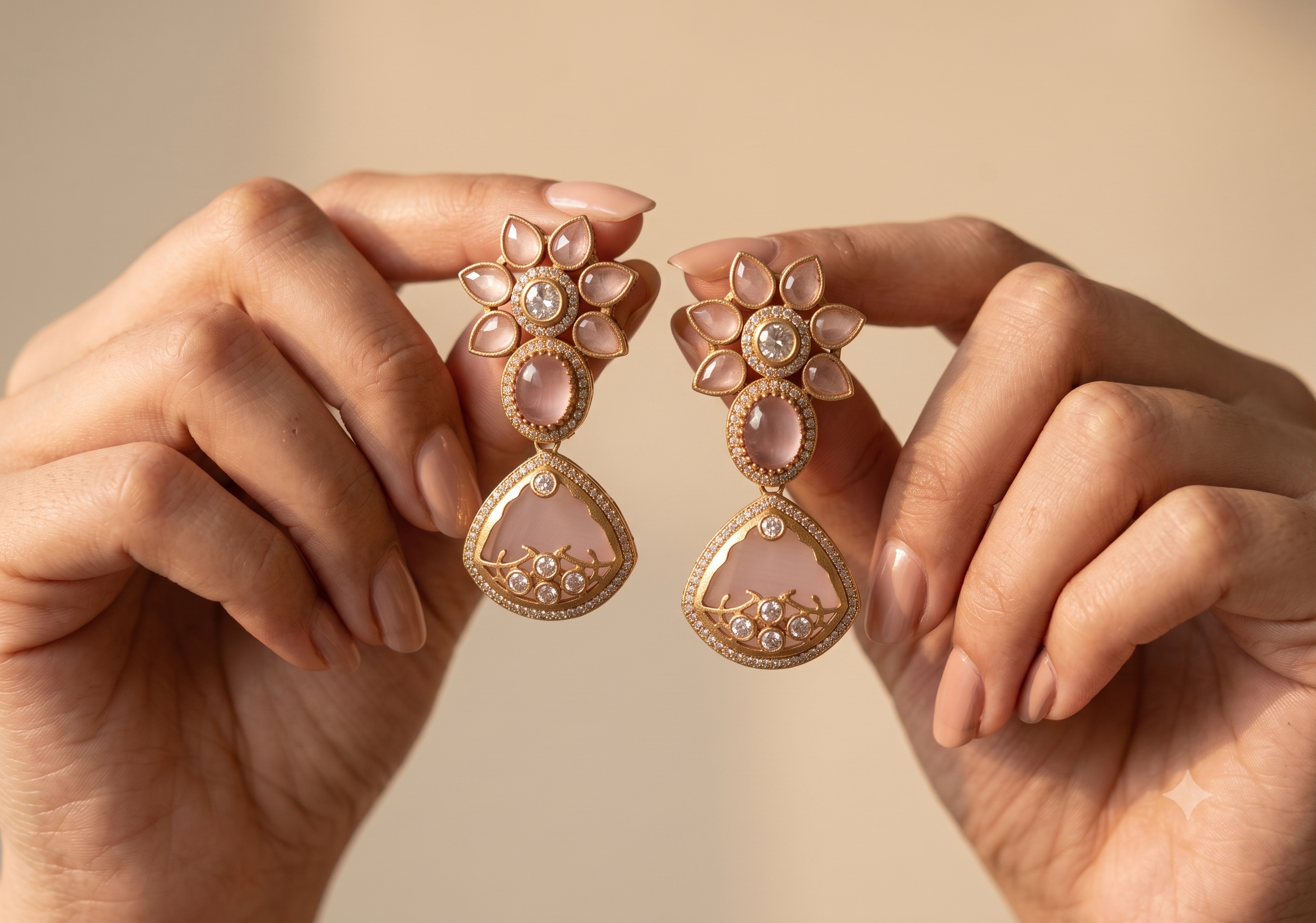 Rameesha Indian Bridal Inlay Statement Earrings for Women Sabyasachi inspired