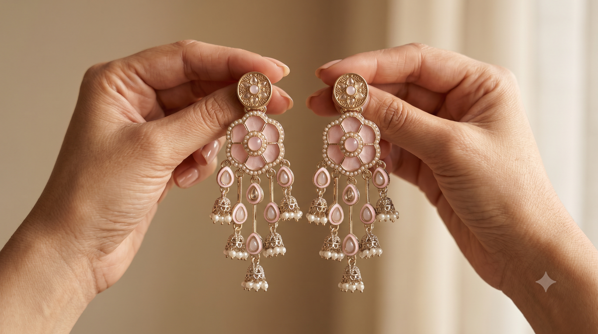 Pink Moissanite Dangle Earrings for Women Elegant Pearl Drop Bridal Party Jewelery Roz Jewellers