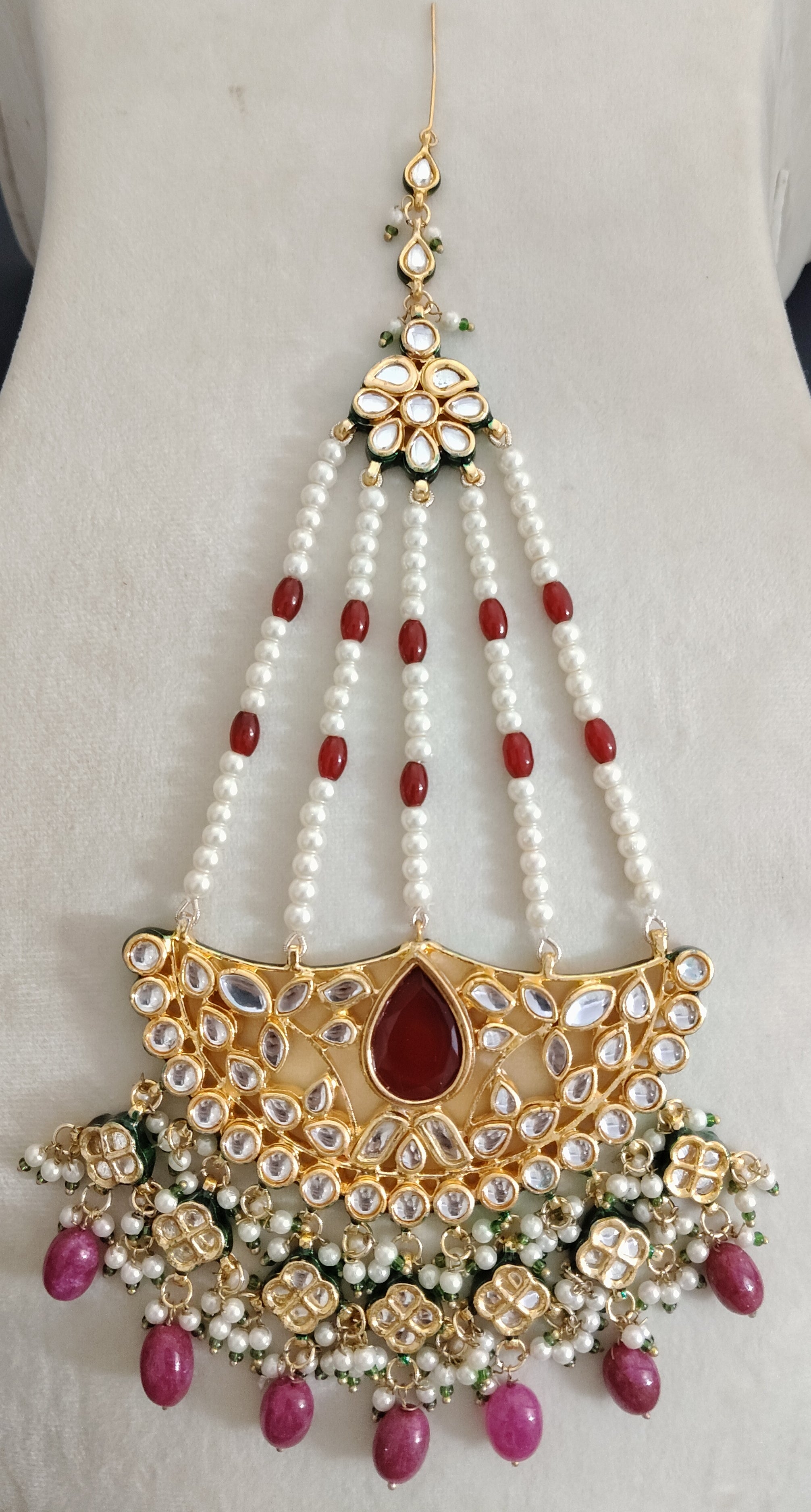 Designer Kundan Side Jhumar Handmade Pearl Jhumar for Brides Roz Jewellers