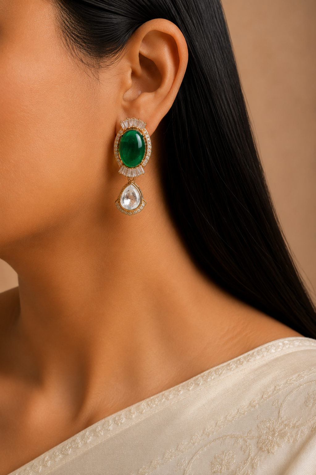 Firdaus Pakistani Wedding Jewelry Kundan Choker Necklace Set with Matching Earrings ROZ Jewellers.