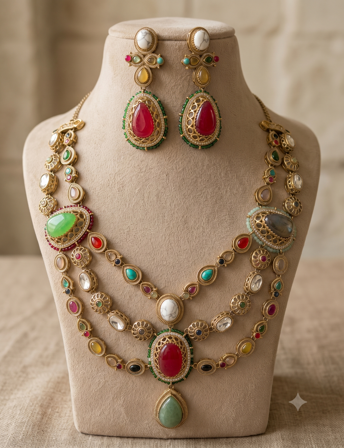 Moissanite Layered Necklace for Women Luxury Statement Bridal Wedding Jewelry Roz Jewellers