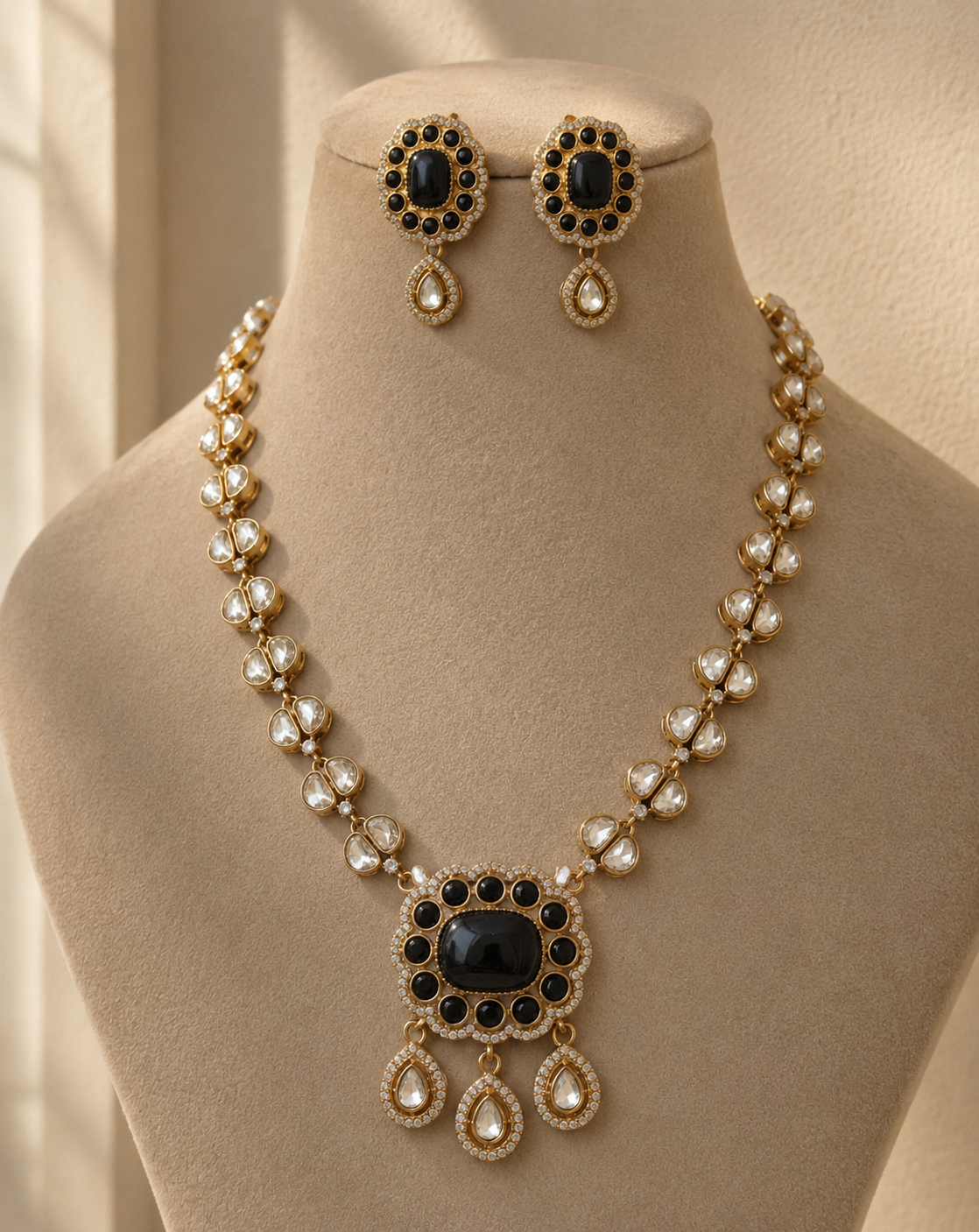 Indian Moissanite Necklace Set: Sabyasachi Inspired Ethnic Bridal Jewelry