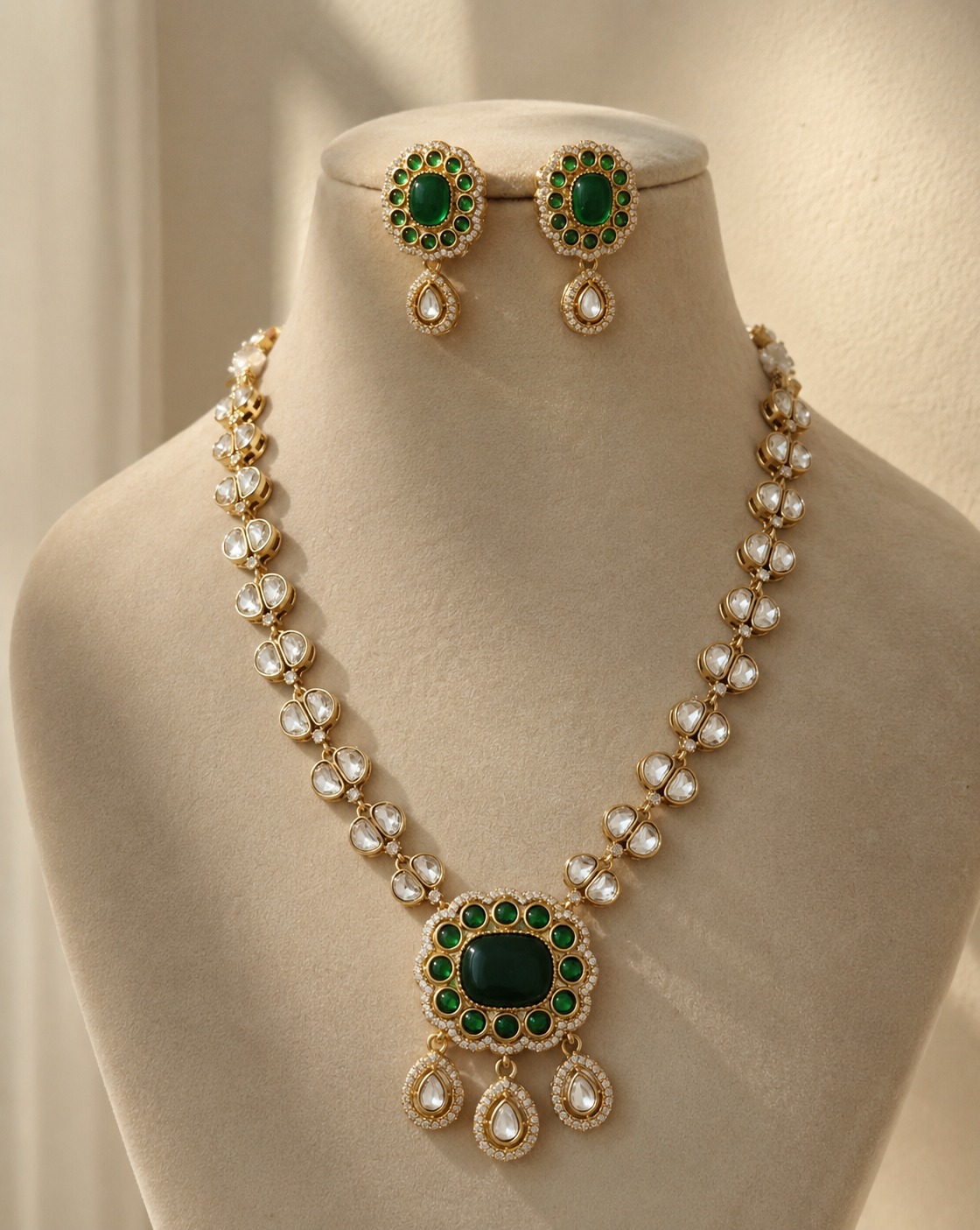 Sabyasachi Inspired Moissanite Jewelry Set: Traditional Indian Bridal Necklace